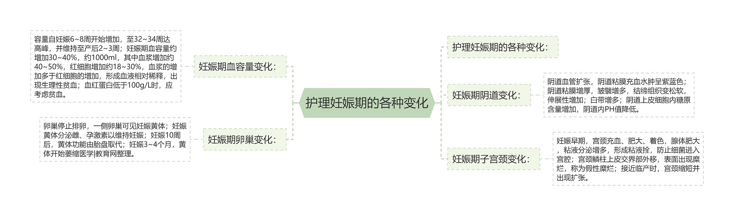 护理妊娠期的各种变化思维导图