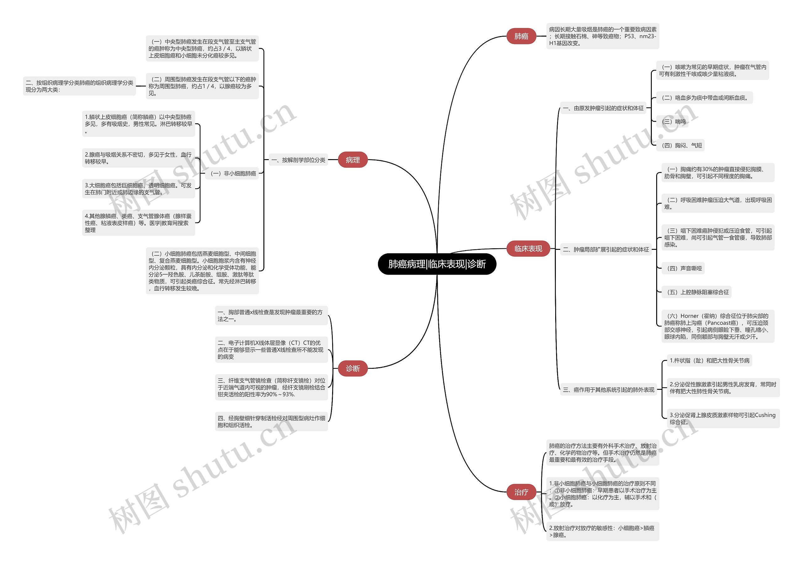 肺癌病理|临床表现|诊断思维导图