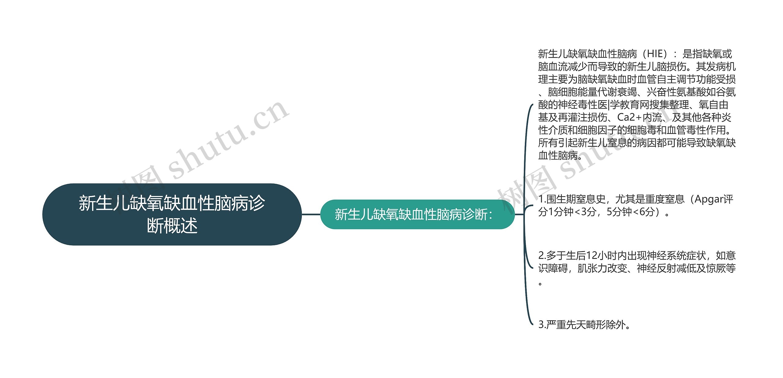 新生儿缺氧缺血性脑病诊断概述思维导图