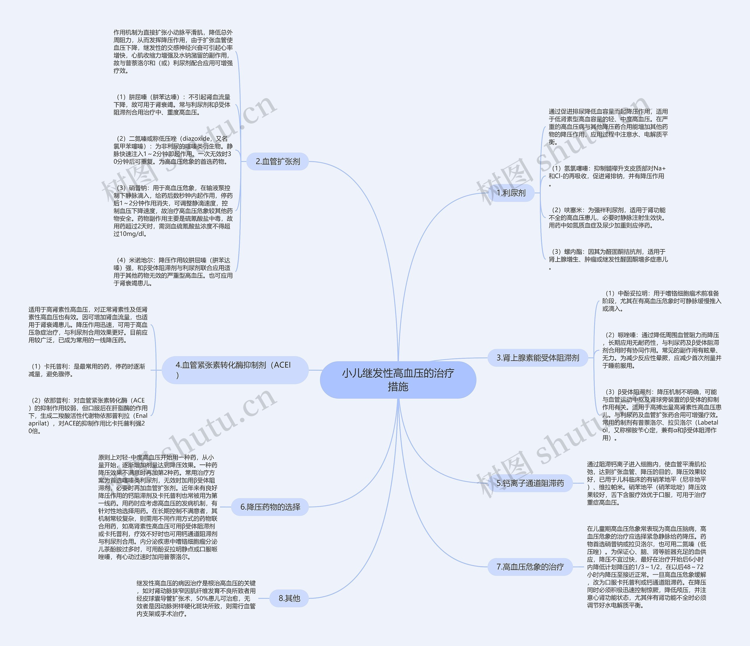 小儿继发性高血压的治疗措施思维导图