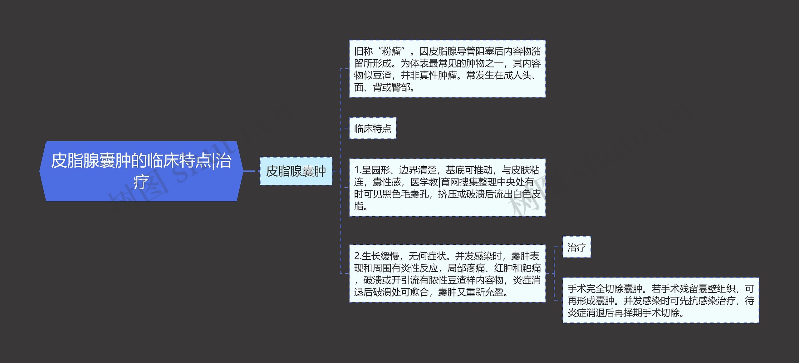 皮脂腺囊肿的临床特点|治疗思维导图