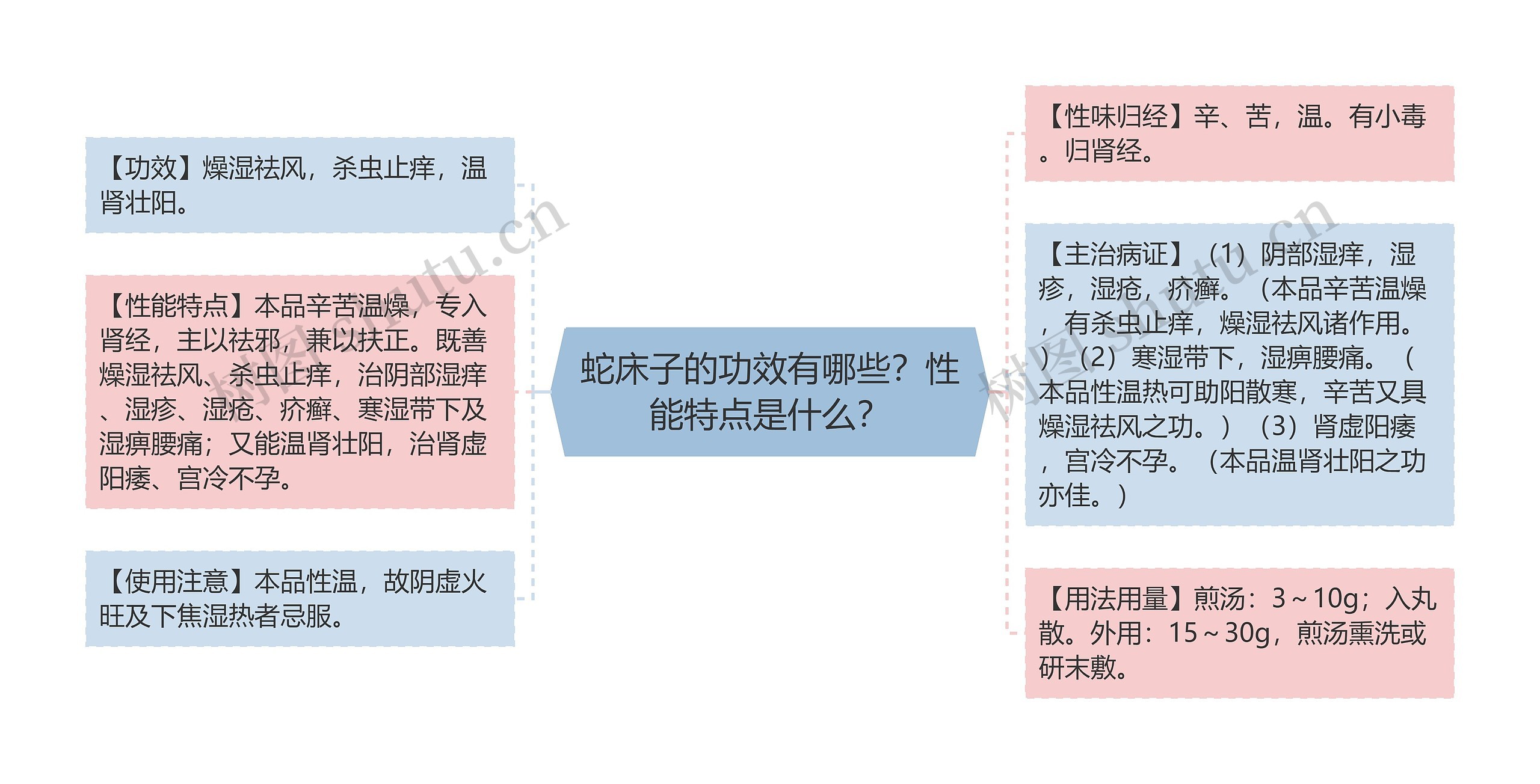 蛇床子的功效有哪些？性能特点是什么？思维导图