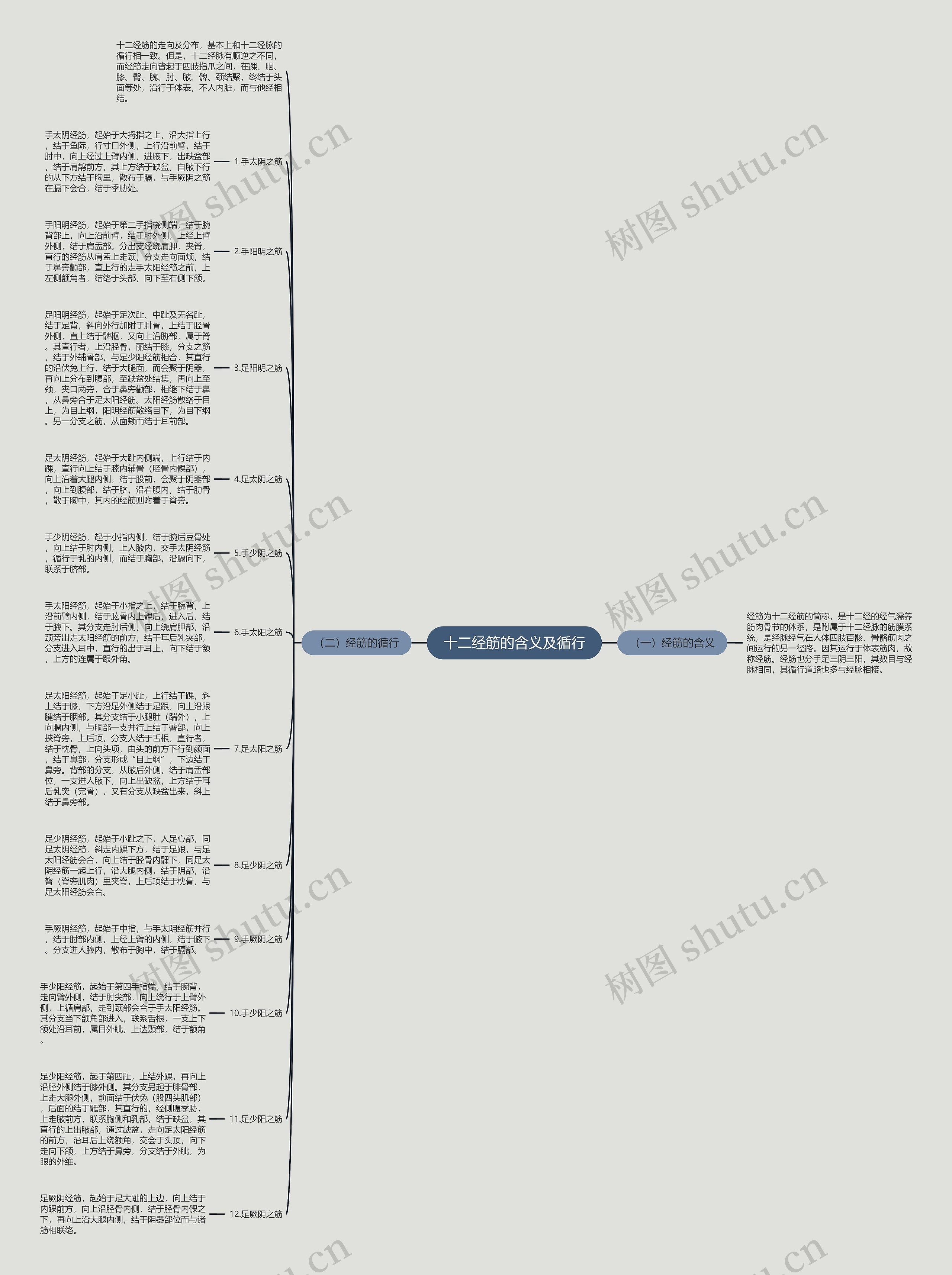 十二经筋的含义及循行思维导图