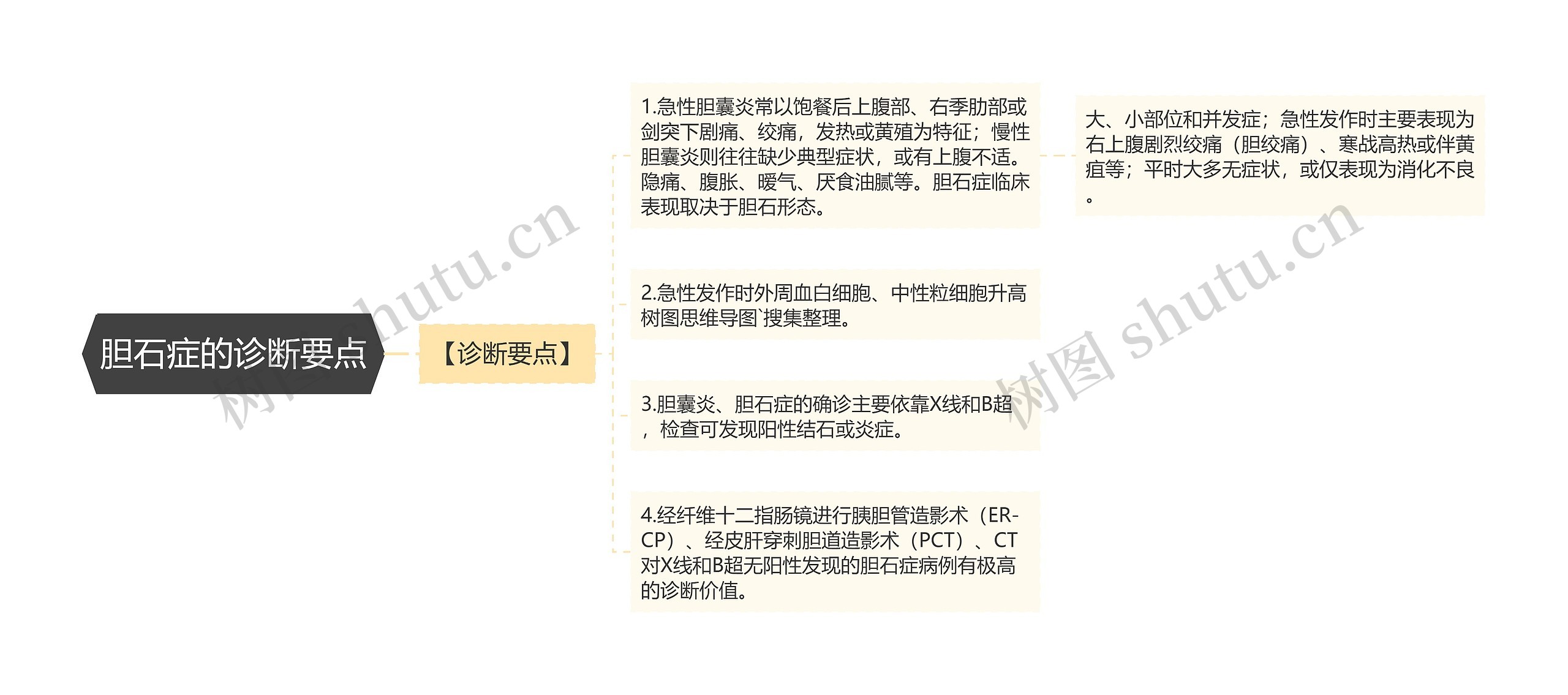 胆石症的诊断要点思维导图