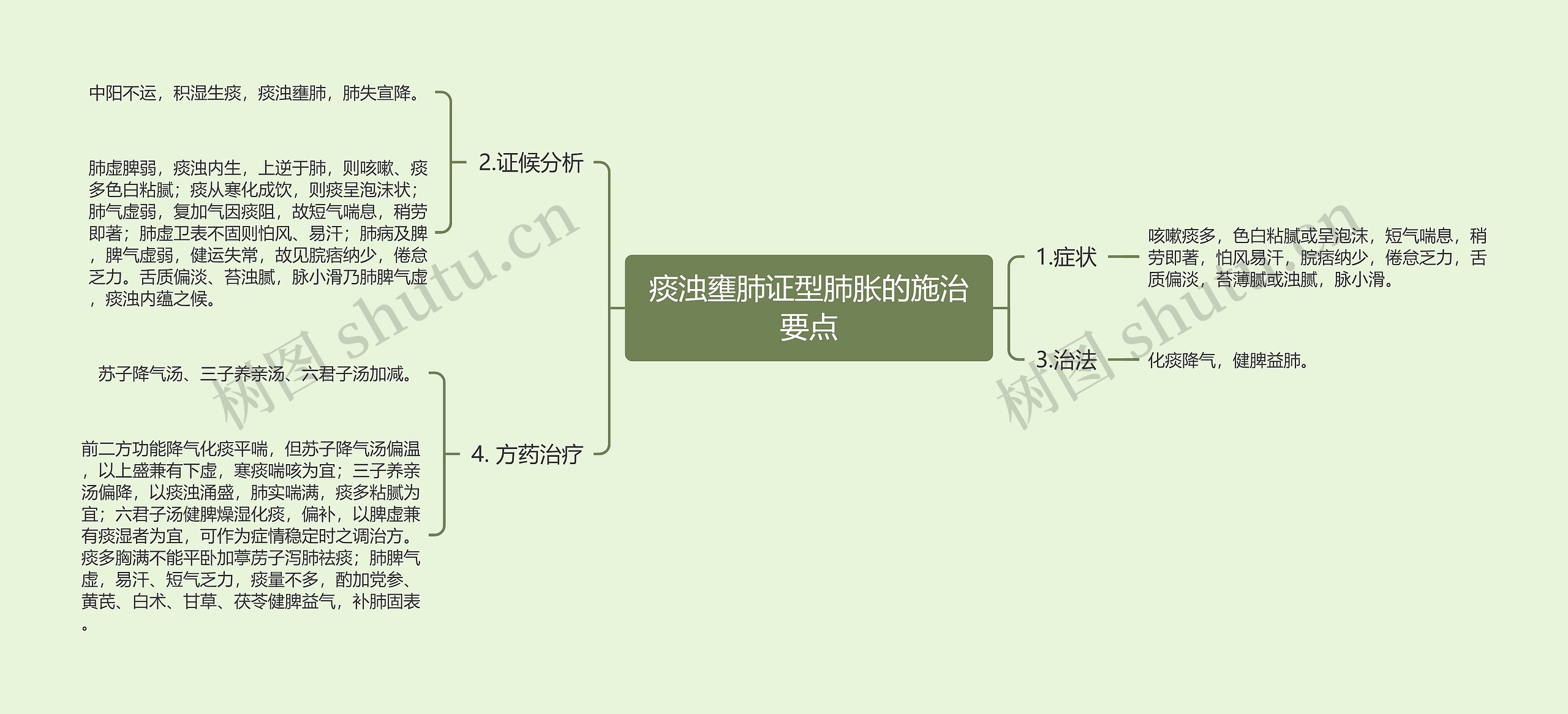 痰浊壅肺证型肺胀的施治要点思维导图