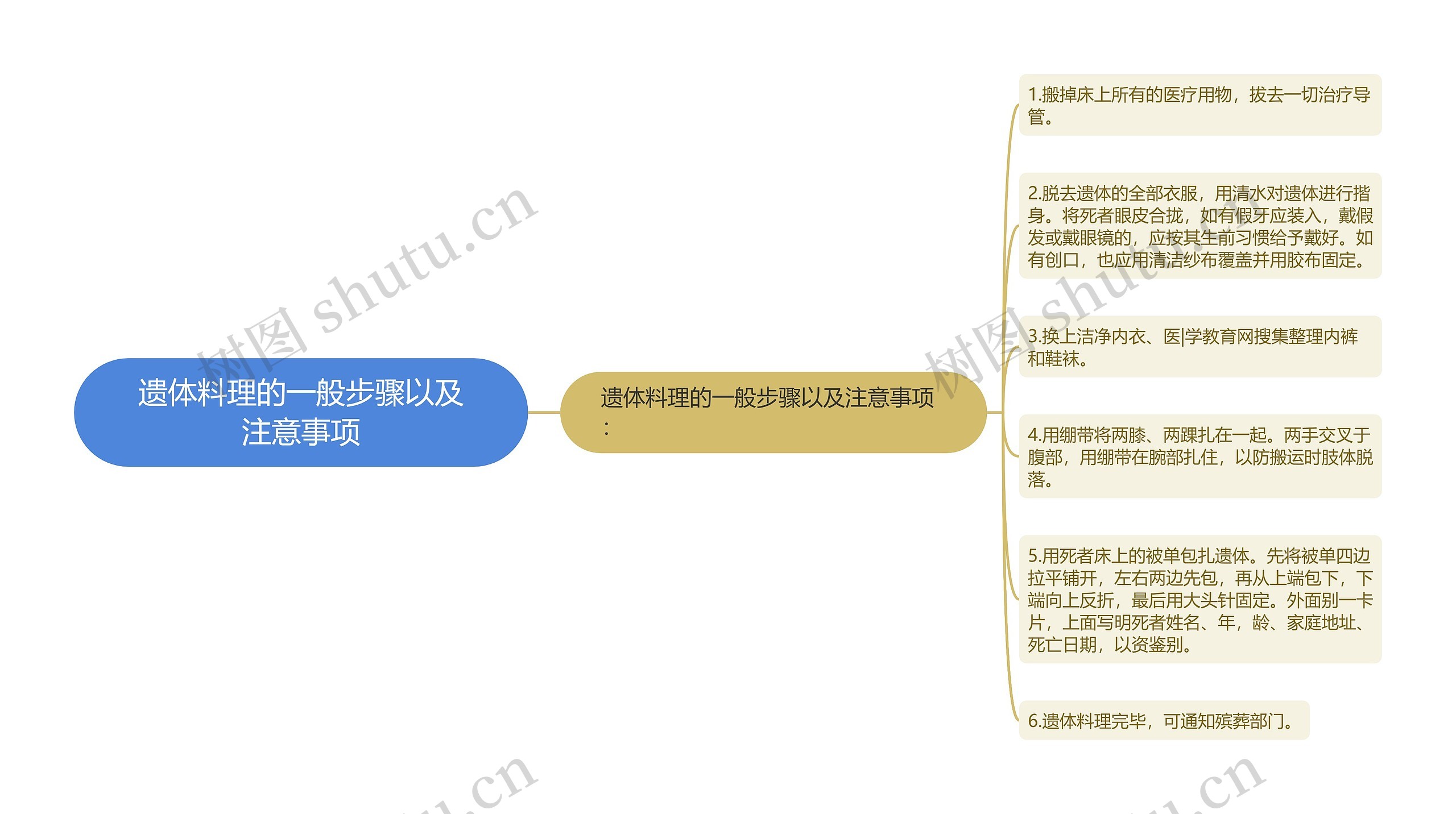 遗体料理的一般步骤以及注意事项思维导图