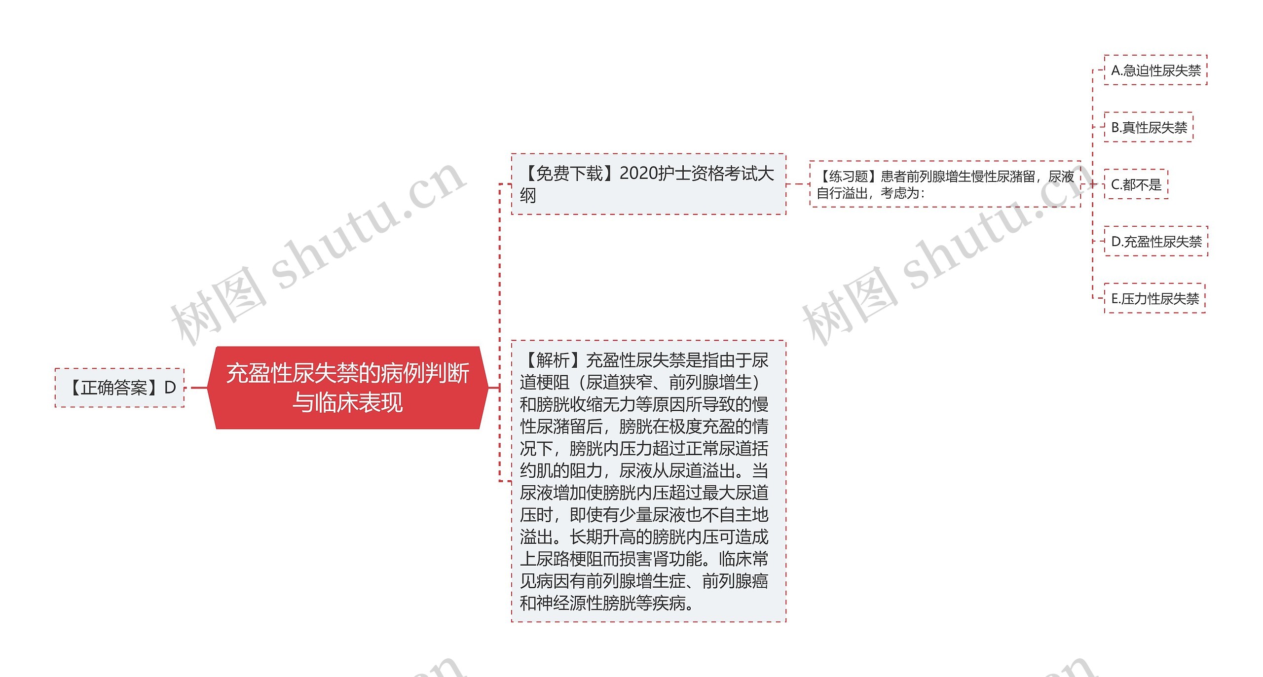 充盈性尿失禁的病例判断与临床表现思维导图