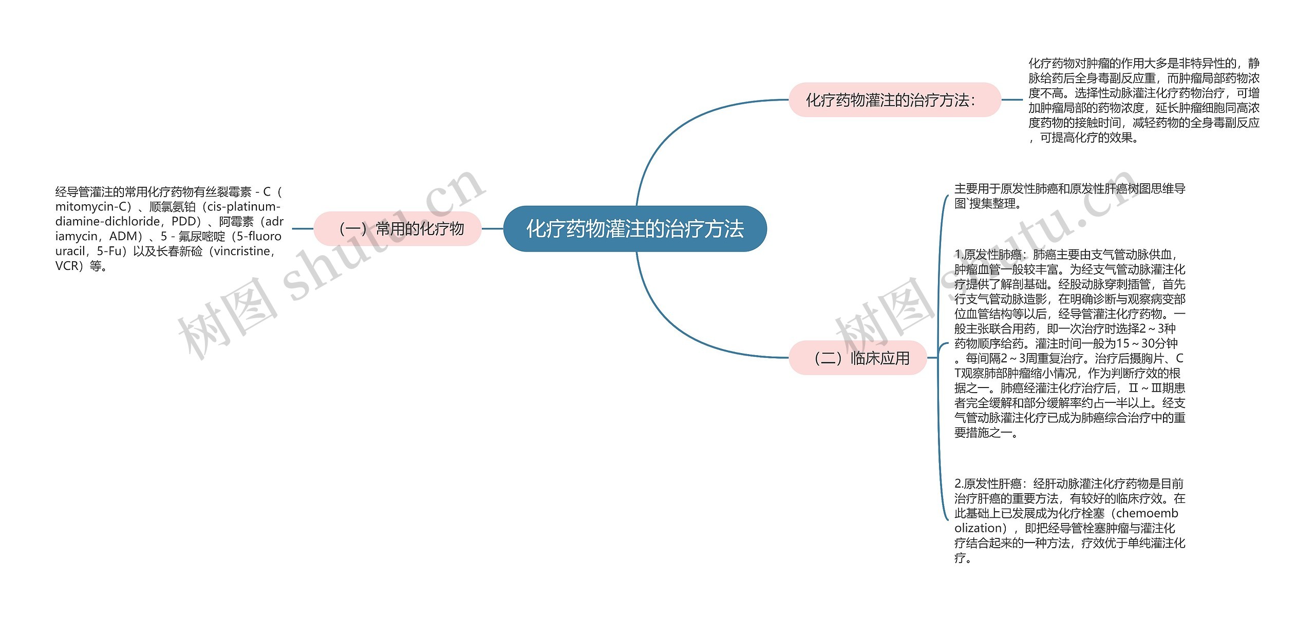化疗药物灌注的治疗方法思维导图