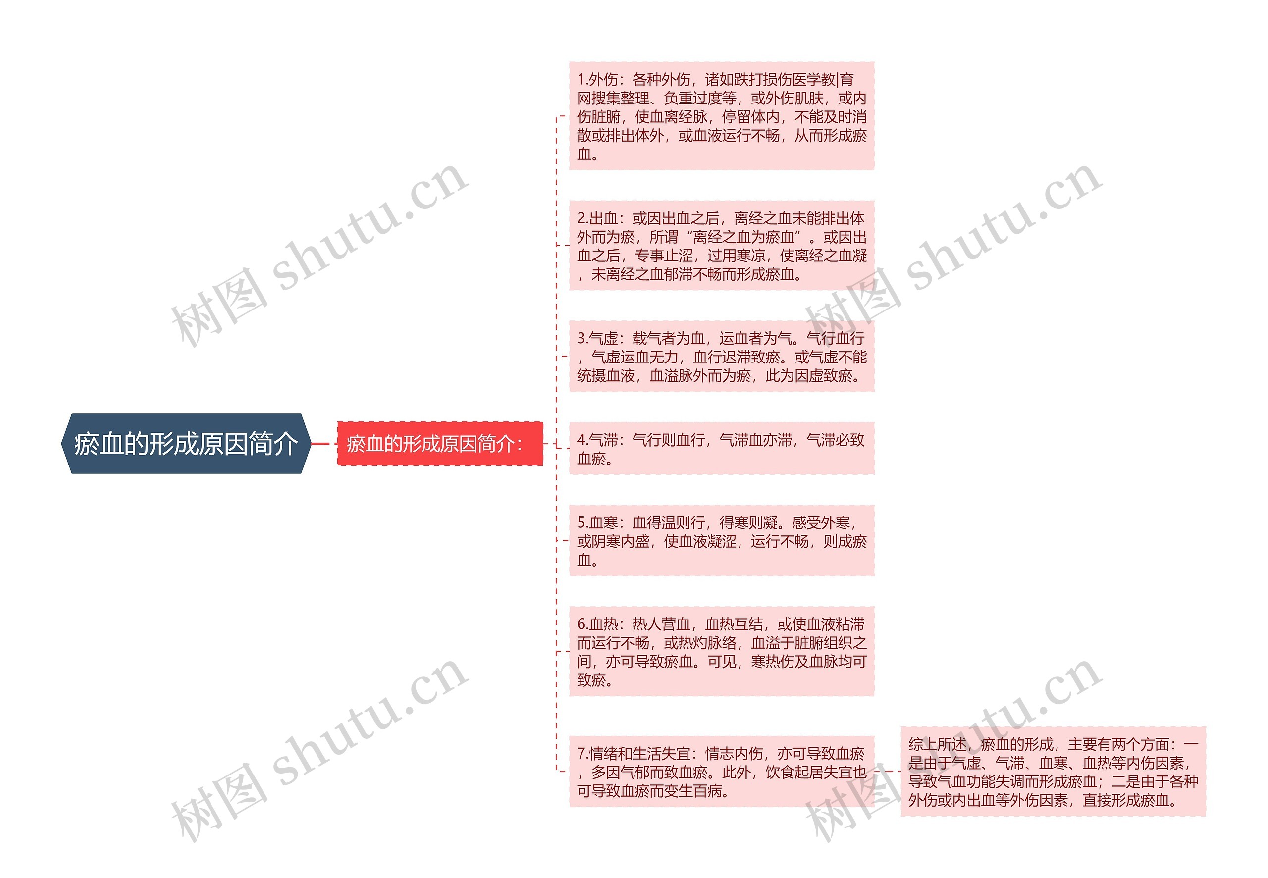 瘀血的形成原因简介思维导图