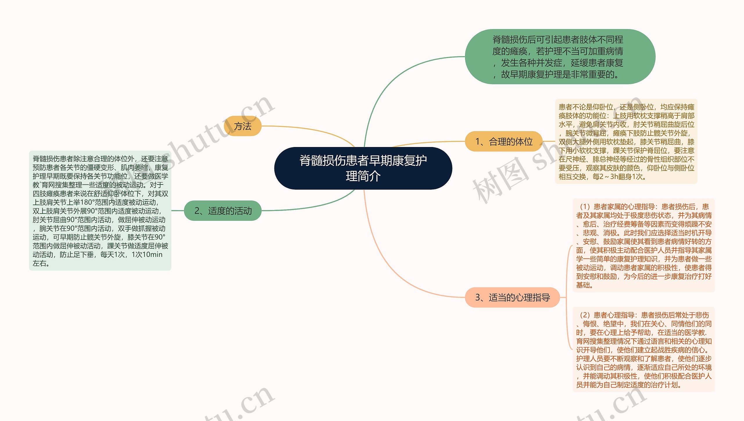 脊髓损伤患者早期康复护理简介思维导图