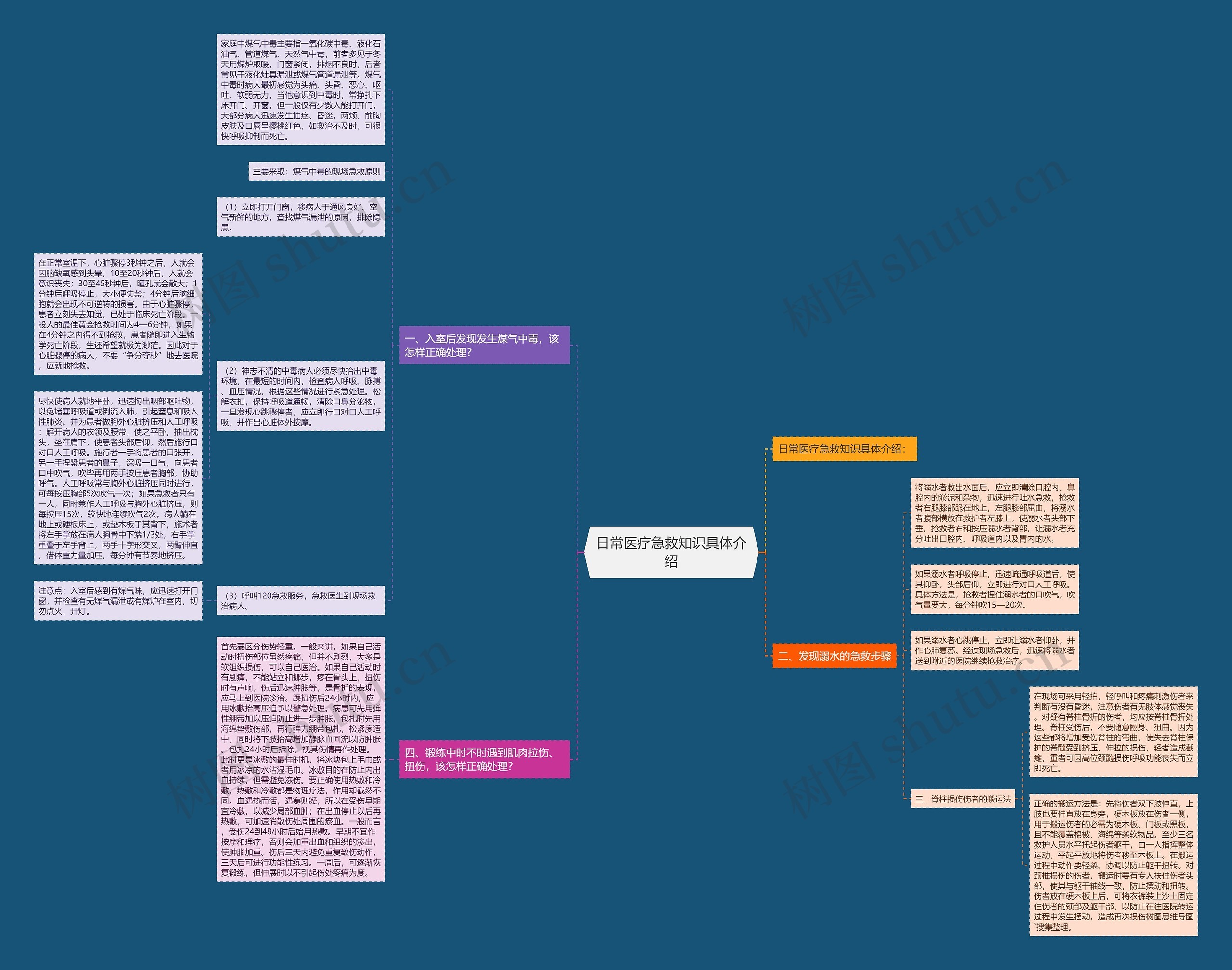 日常医疗急救知识具体介绍思维导图