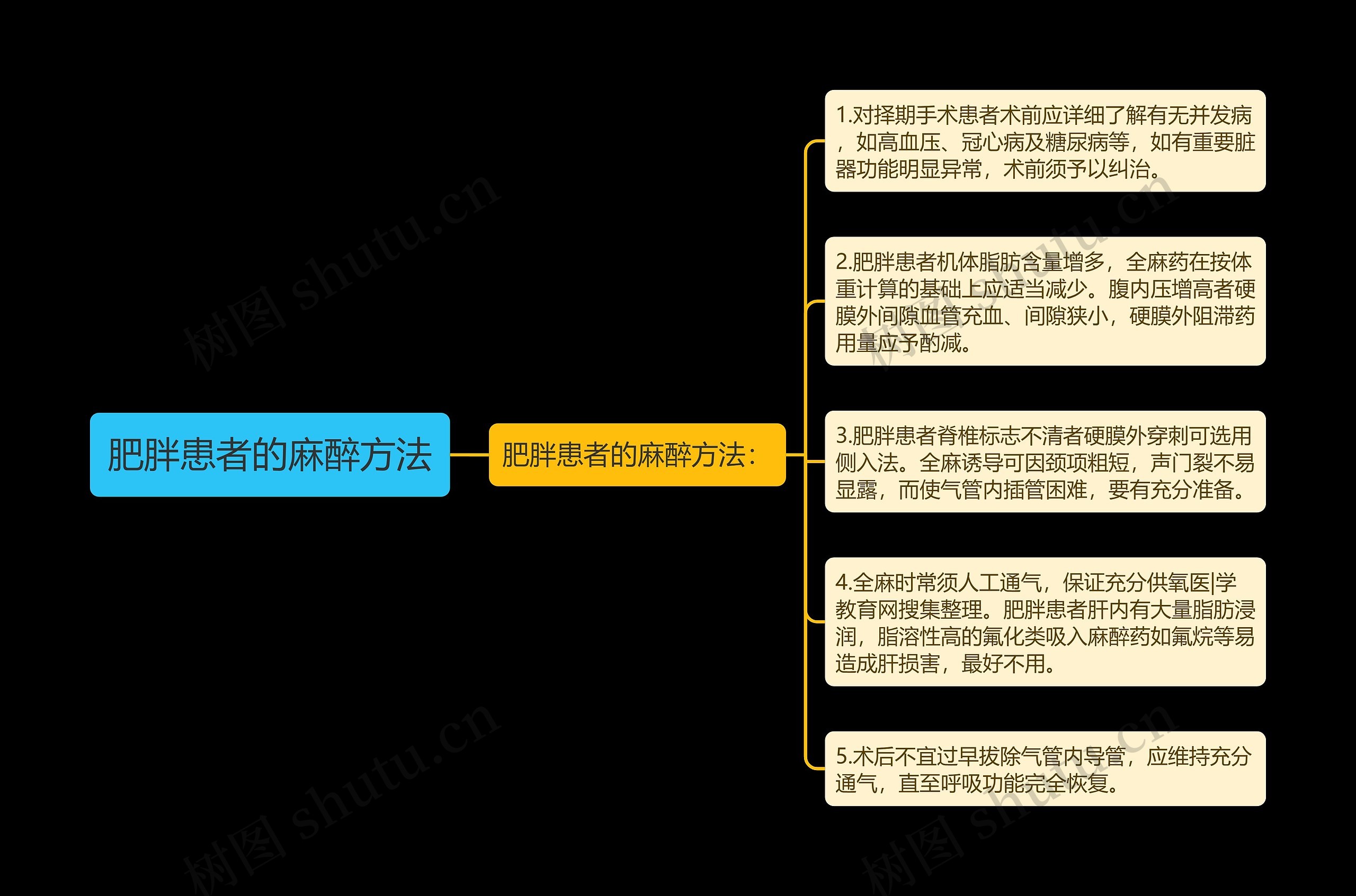 肥胖患者的麻醉方法思维导图