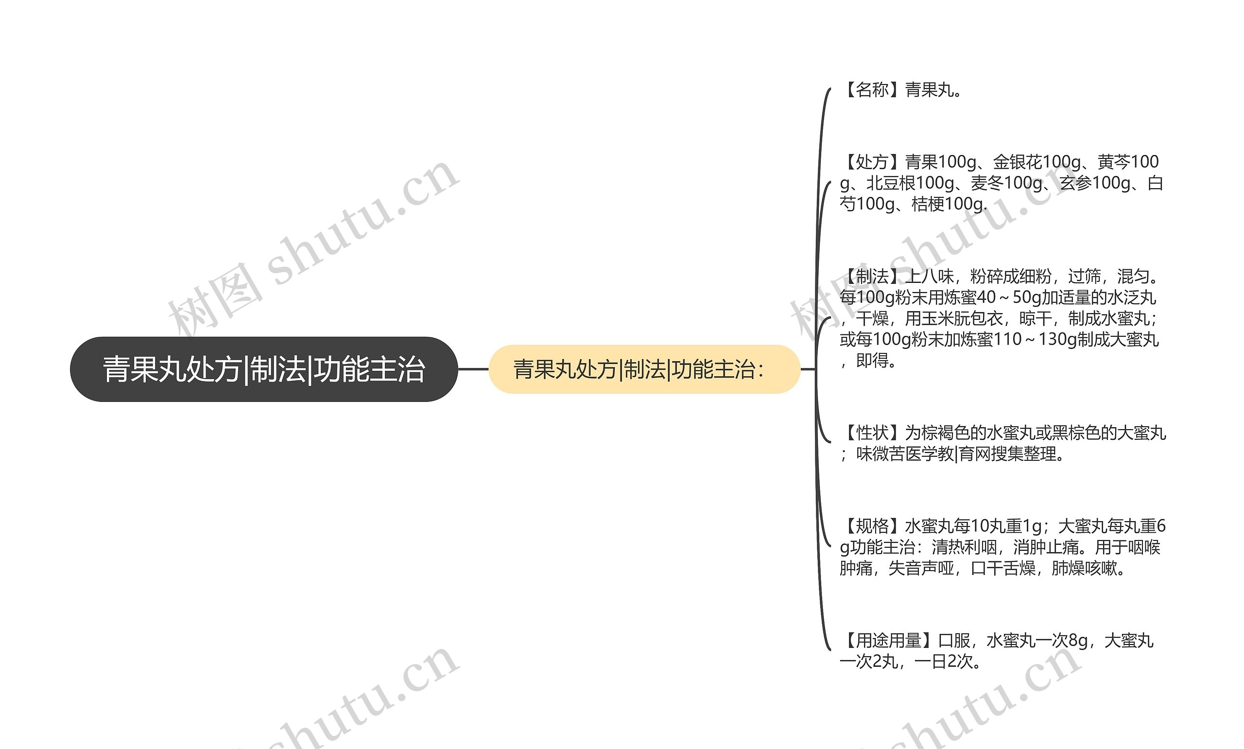 青果丸处方|制法|功能主治思维导图