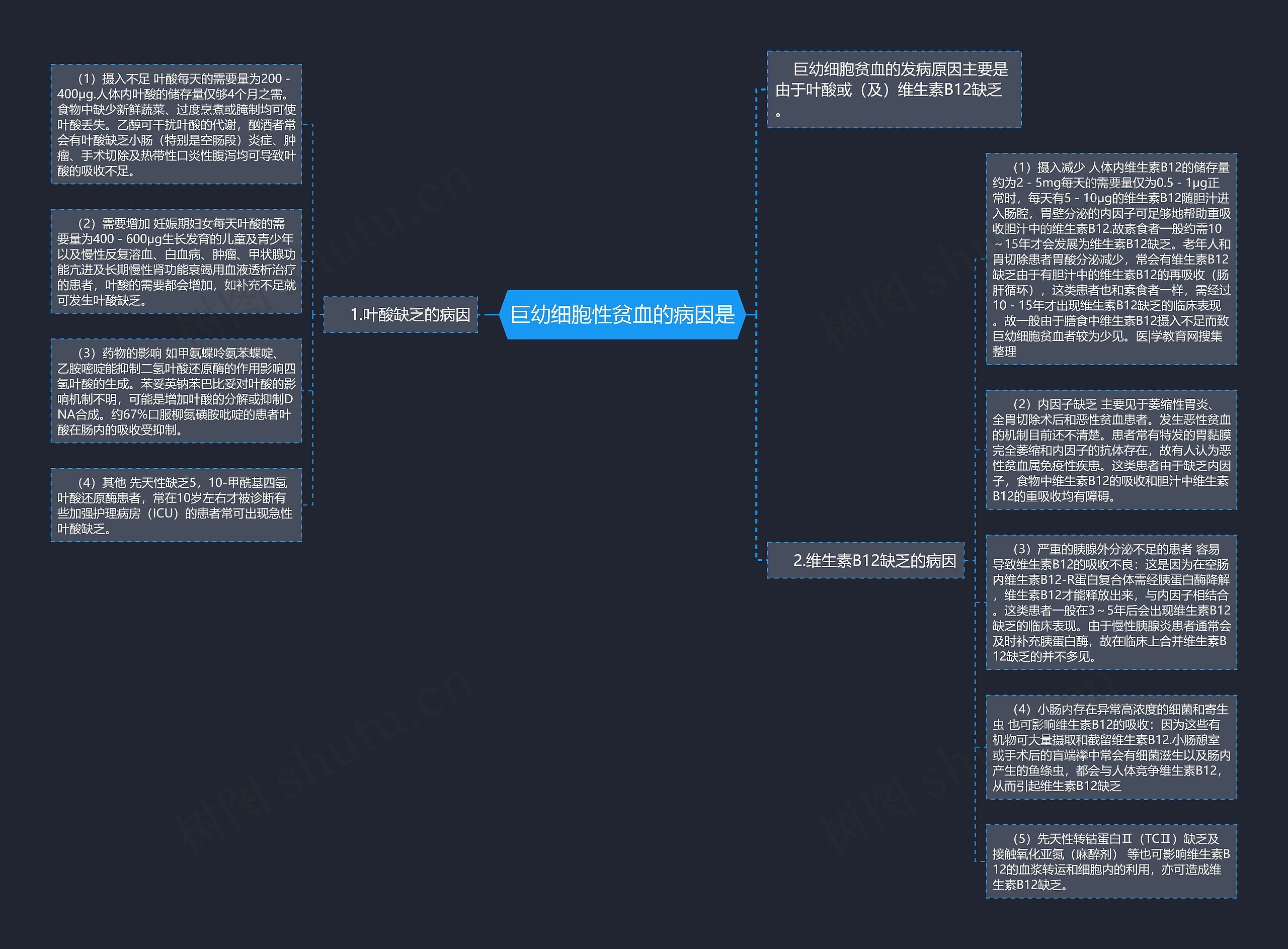 巨幼细胞性贫血的病因是思维导图