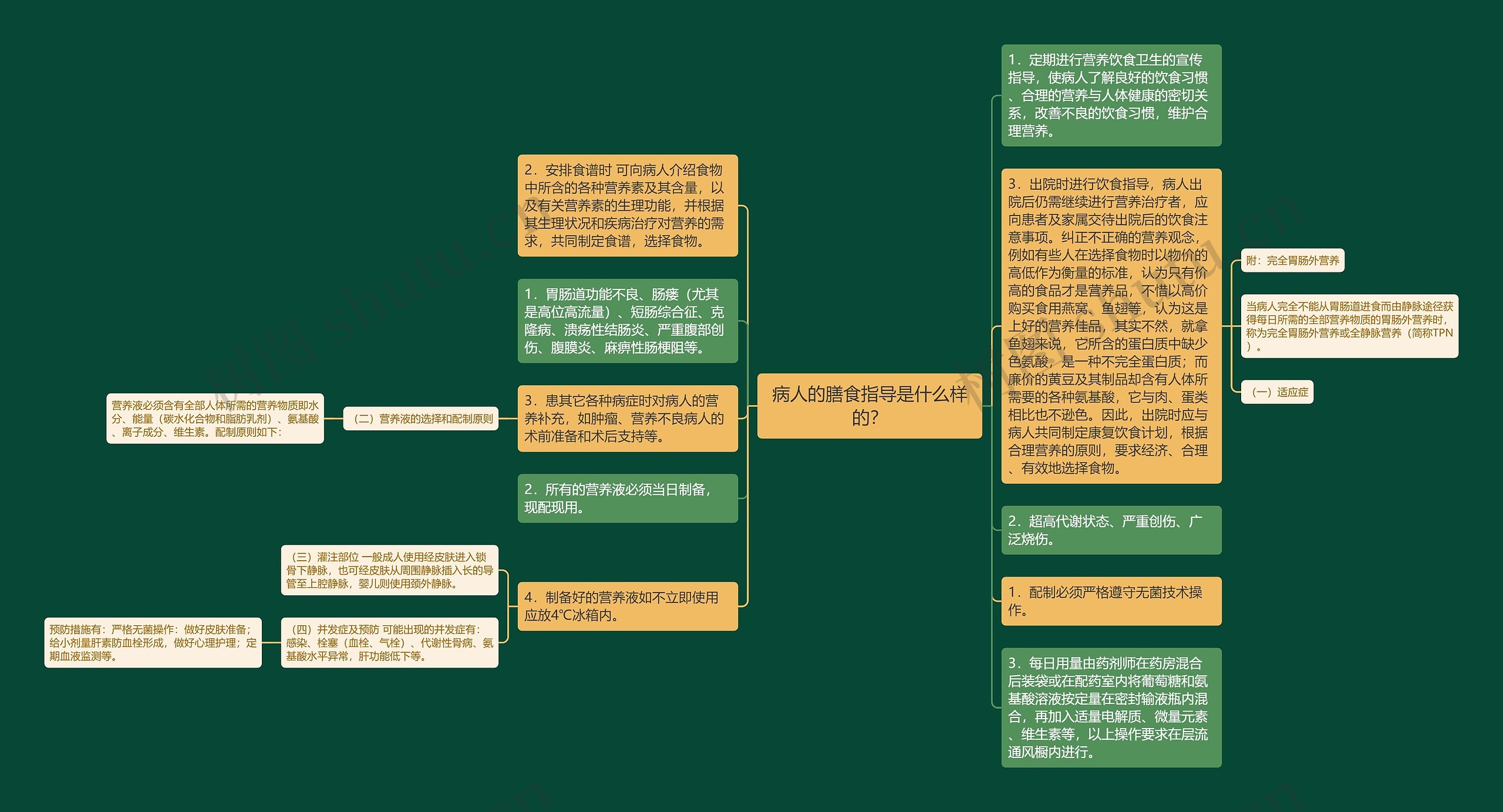 病人的膳食指导是什么样的？思维导图