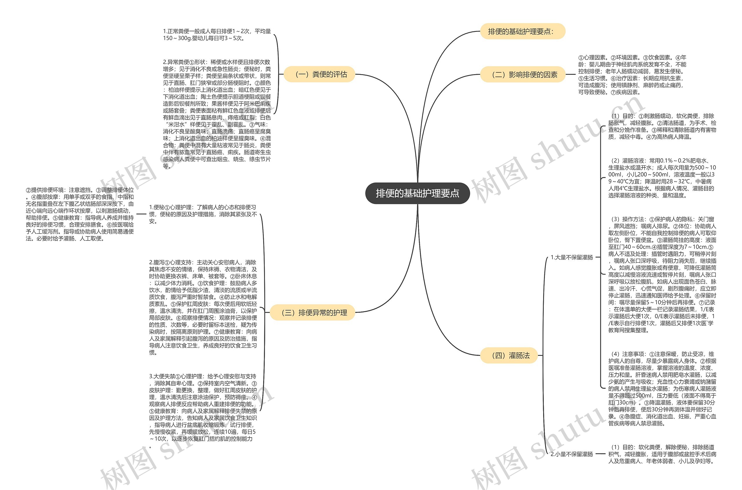 排便的基础护理要点思维导图