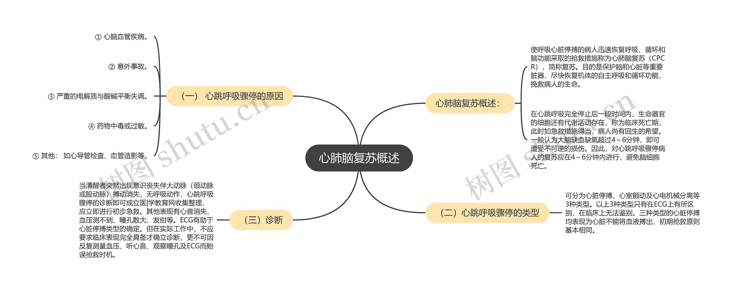 心肺脑复苏概述思维导图