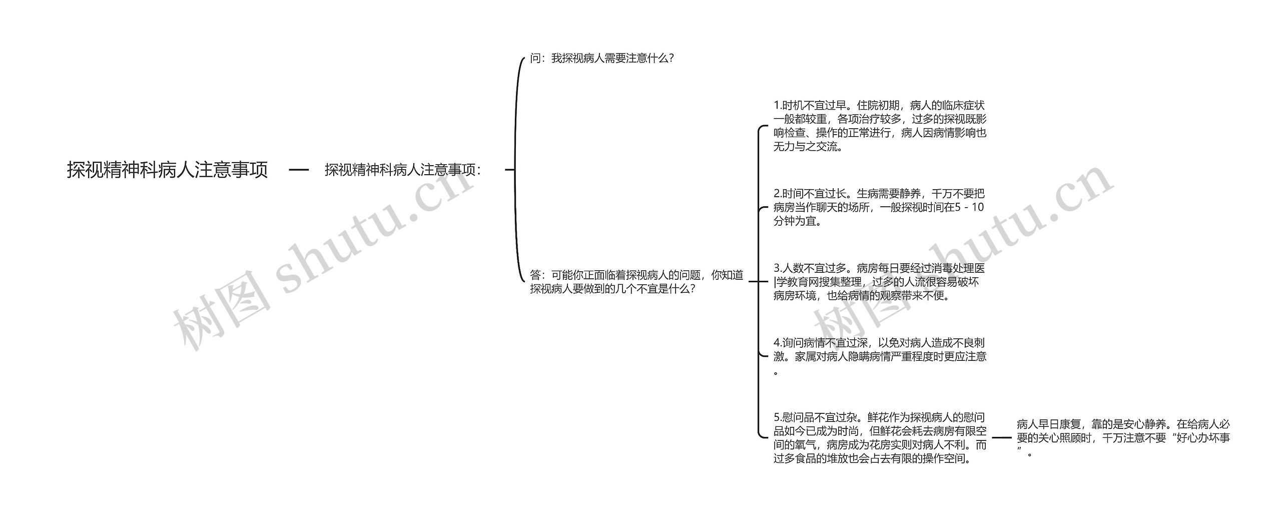 探视精神科病人注意事项思维导图