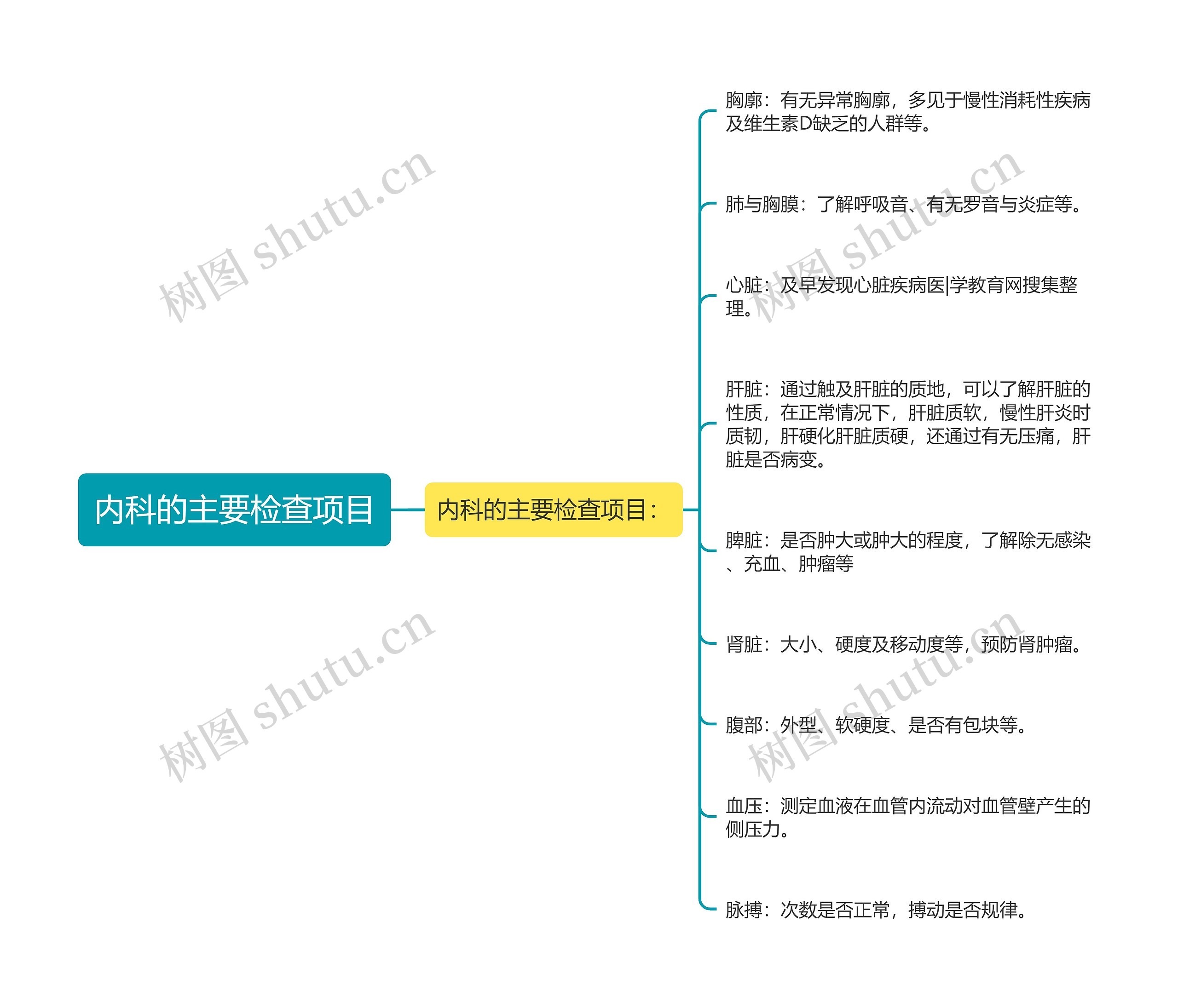 内科的主要检查项目思维导图