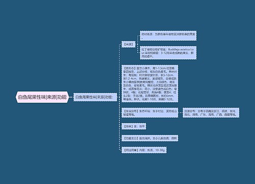 白鱼尾果性味|来源|功能