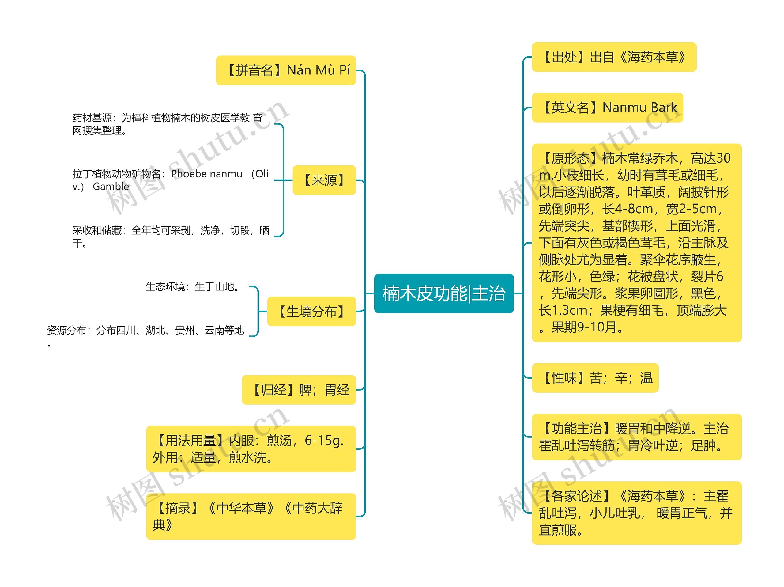 楠木皮功能|主治思维导图