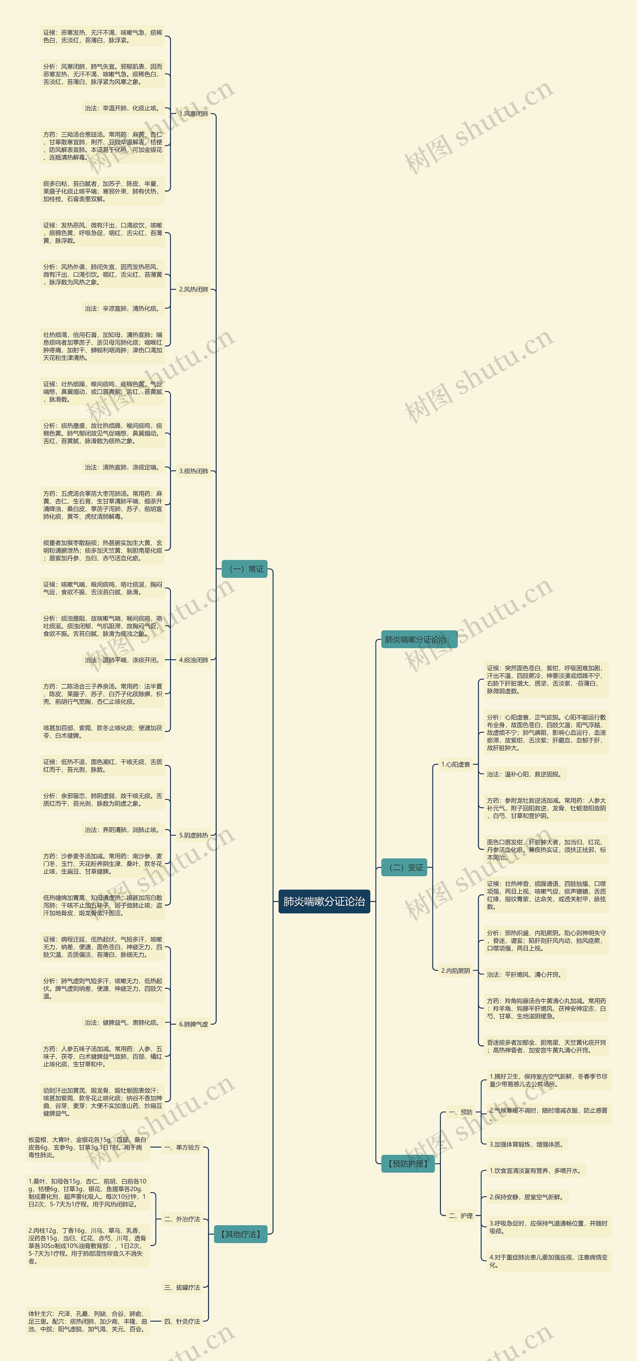 肺炎喘嗽分证论治思维导图