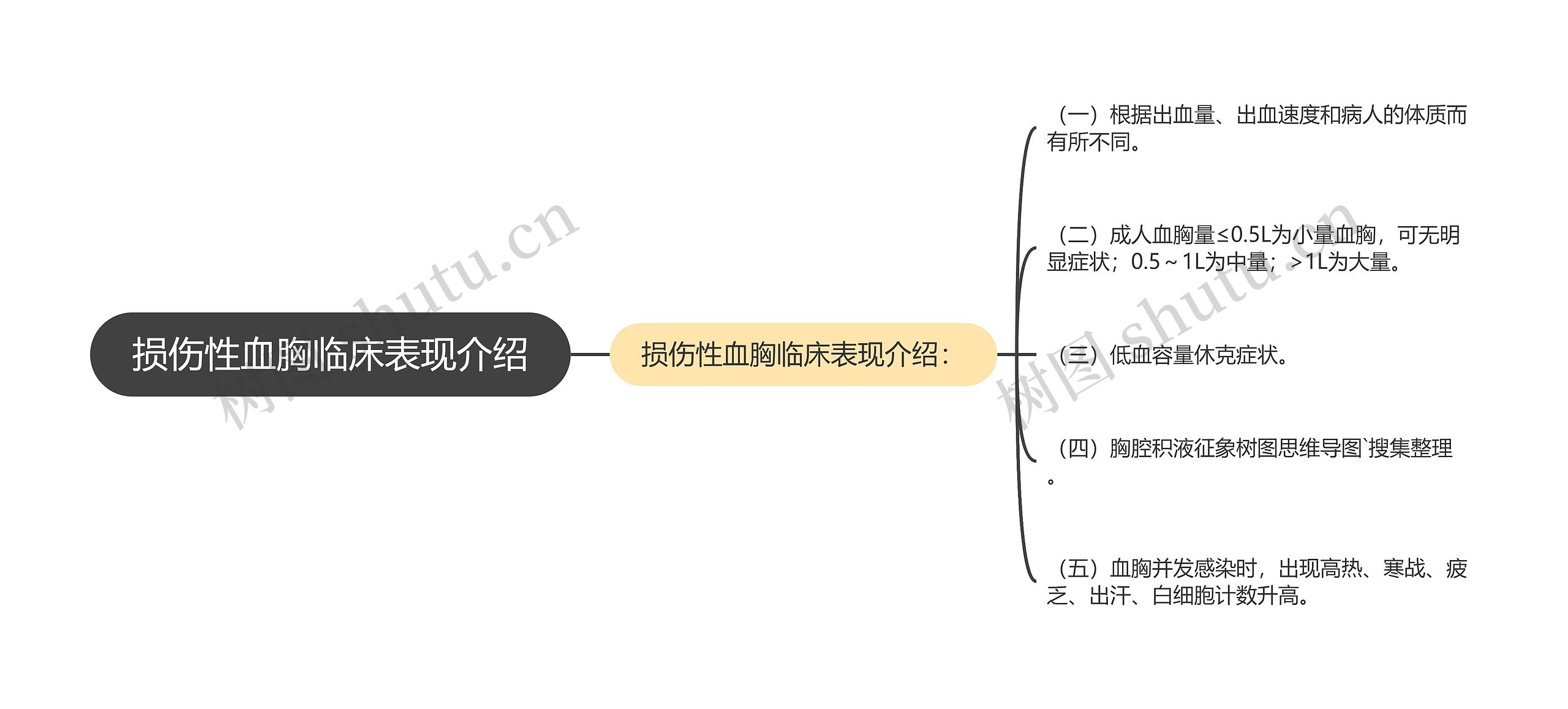 损伤性血胸临床表现介绍思维导图