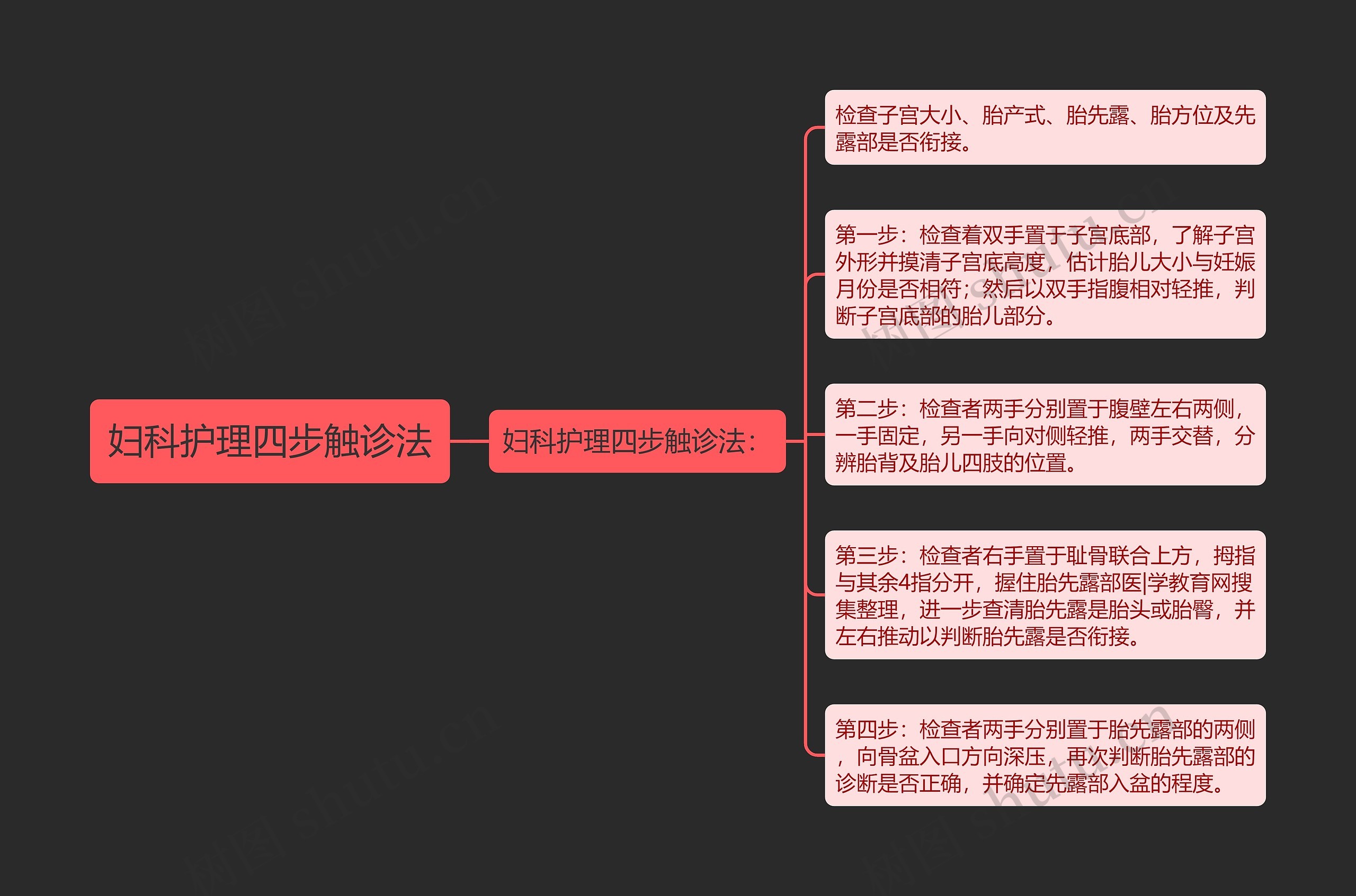 妇科护理四步触诊法思维导图