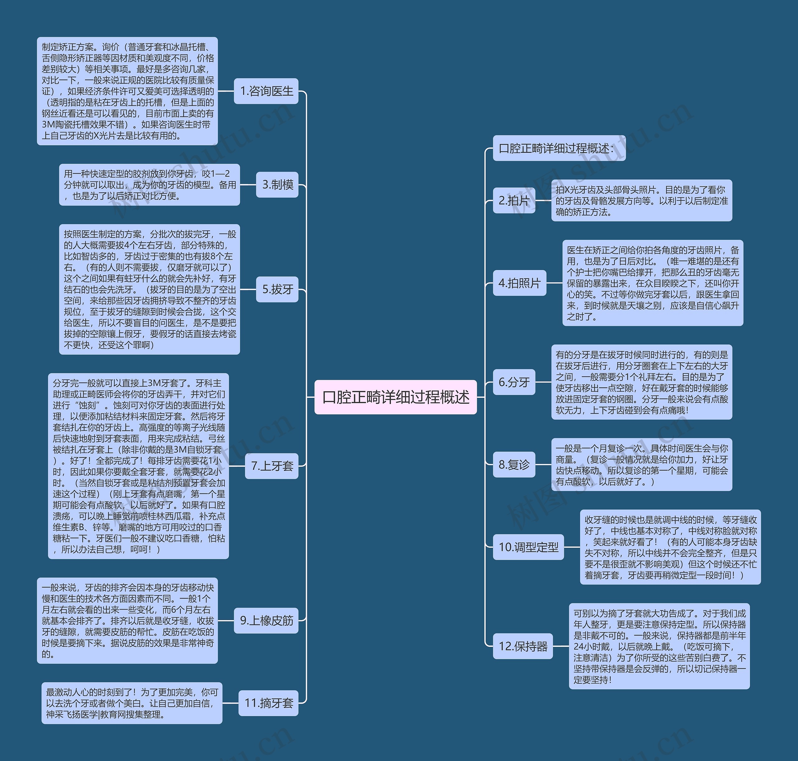 口腔正畸详细过程概述思维导图