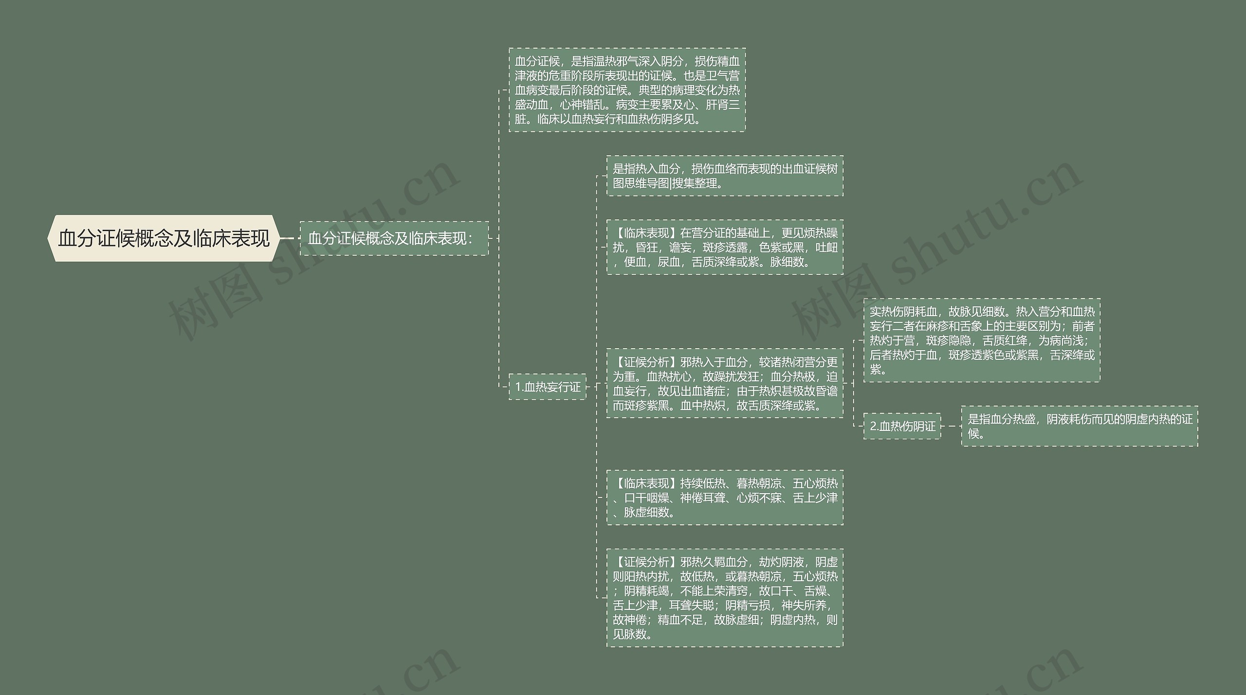 血分证候概念及临床表现思维导图