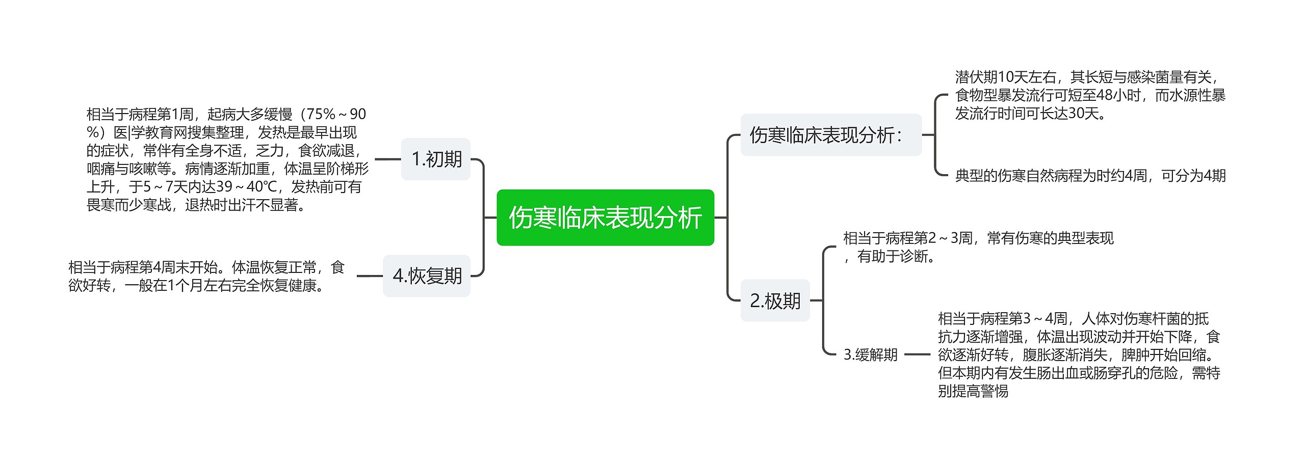 伤寒临床表现分析思维导图