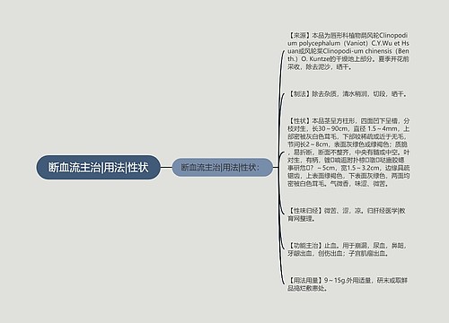 断血流主治|用法|性状