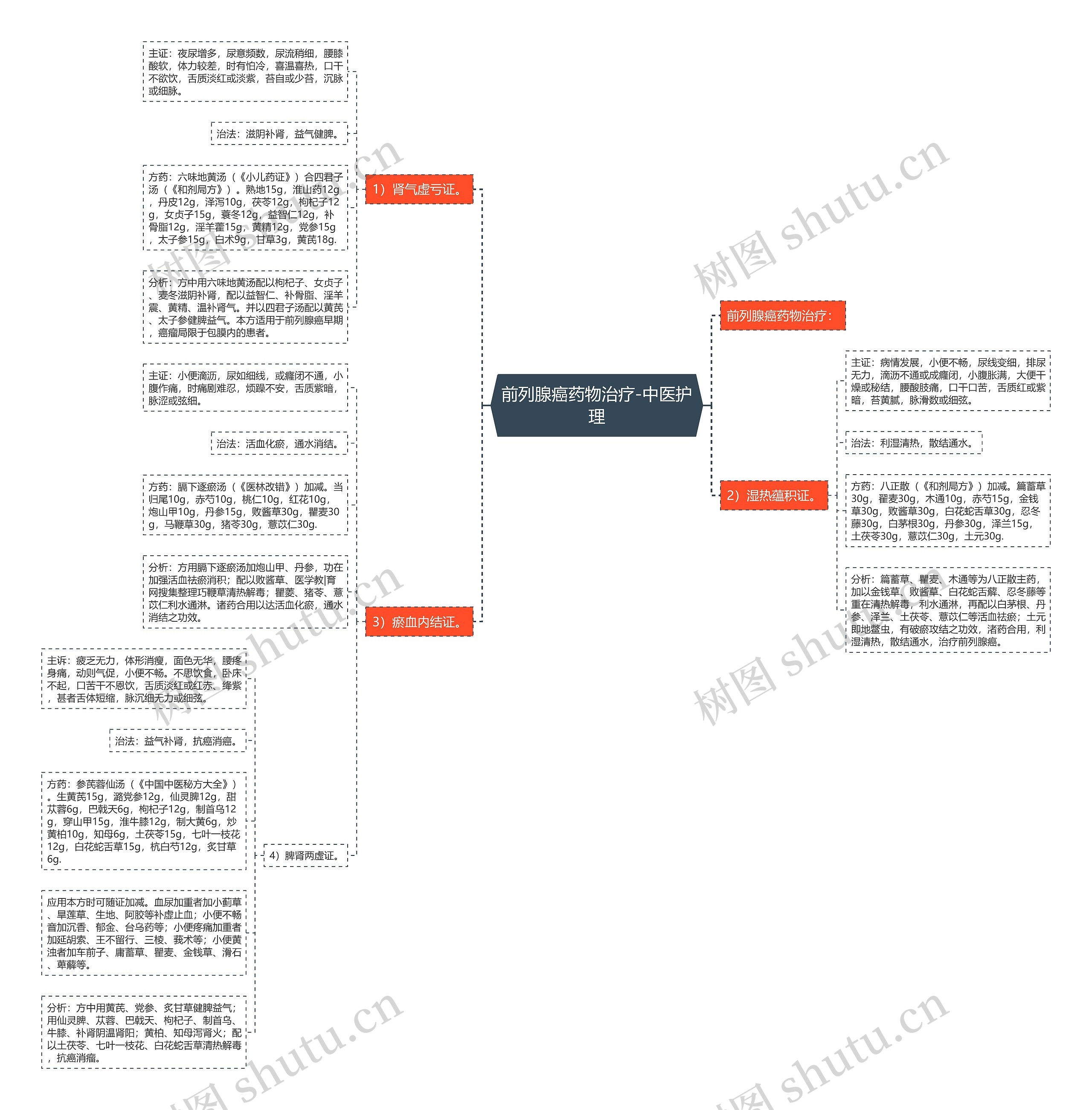 前列腺癌药物治疗-中医护理思维导图