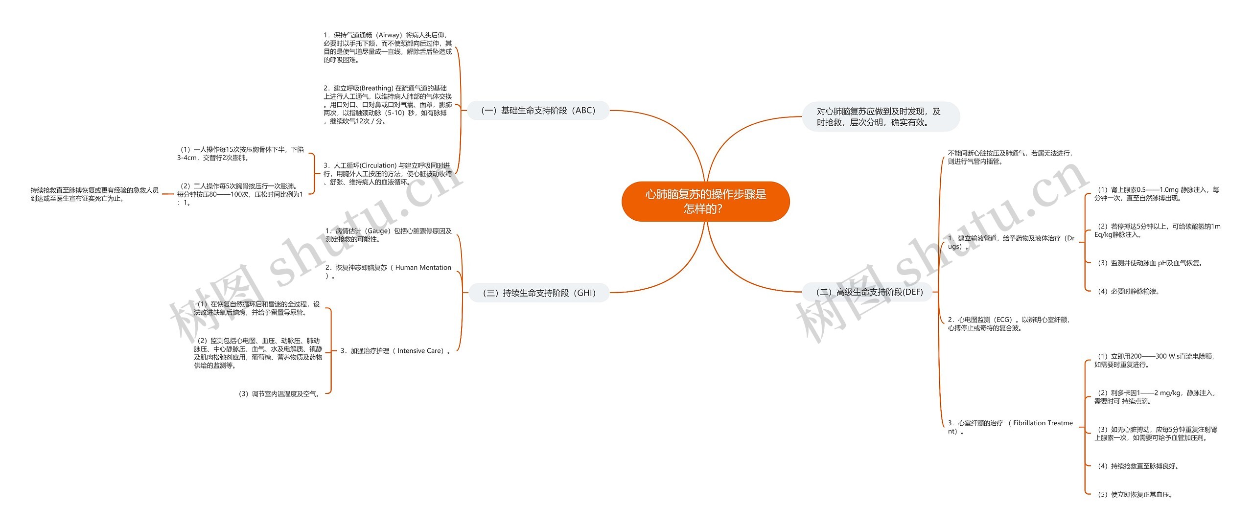 心肺脑复苏的操作步骤是怎样的？思维导图