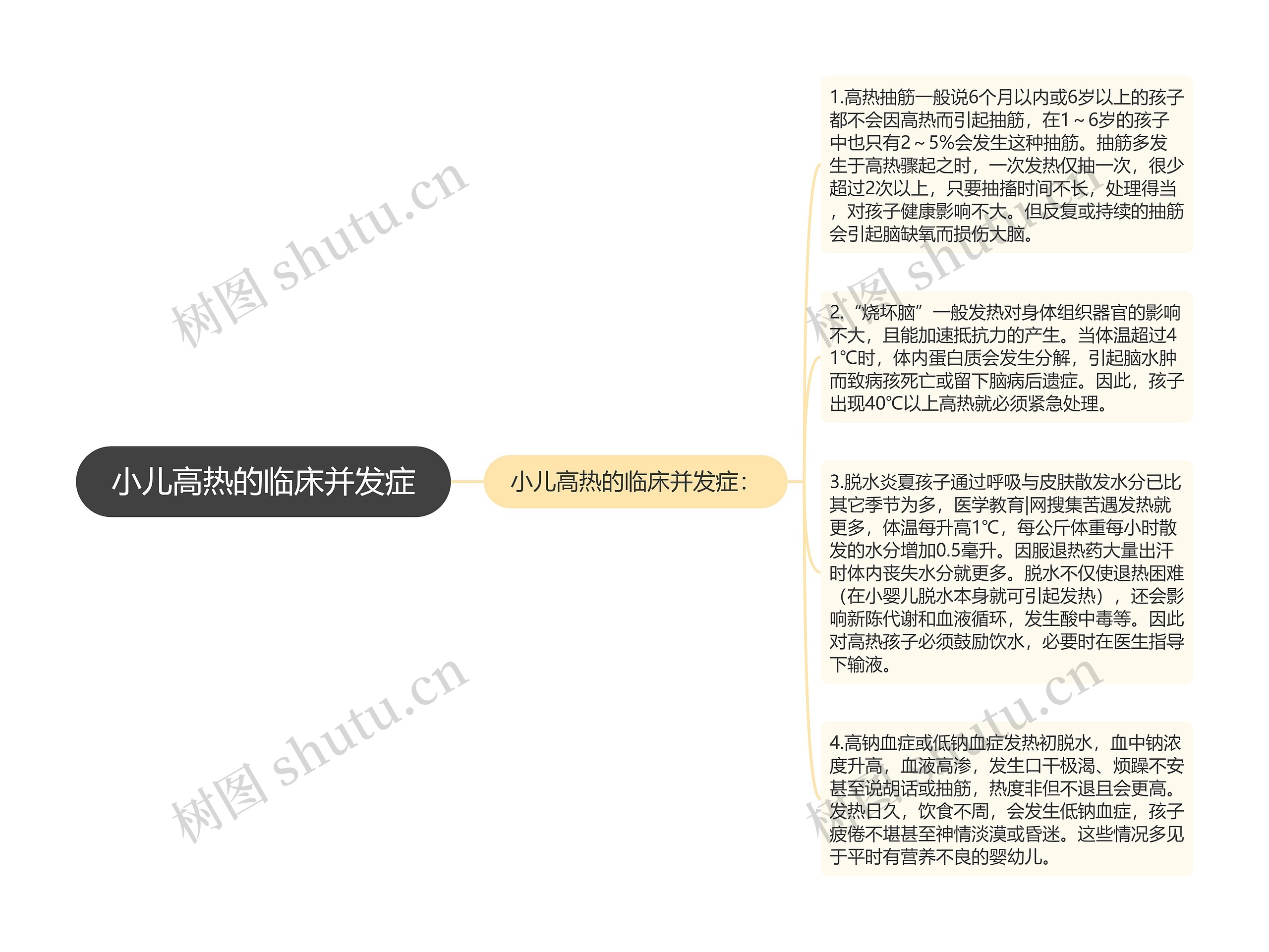 小儿高热的临床并发症思维导图