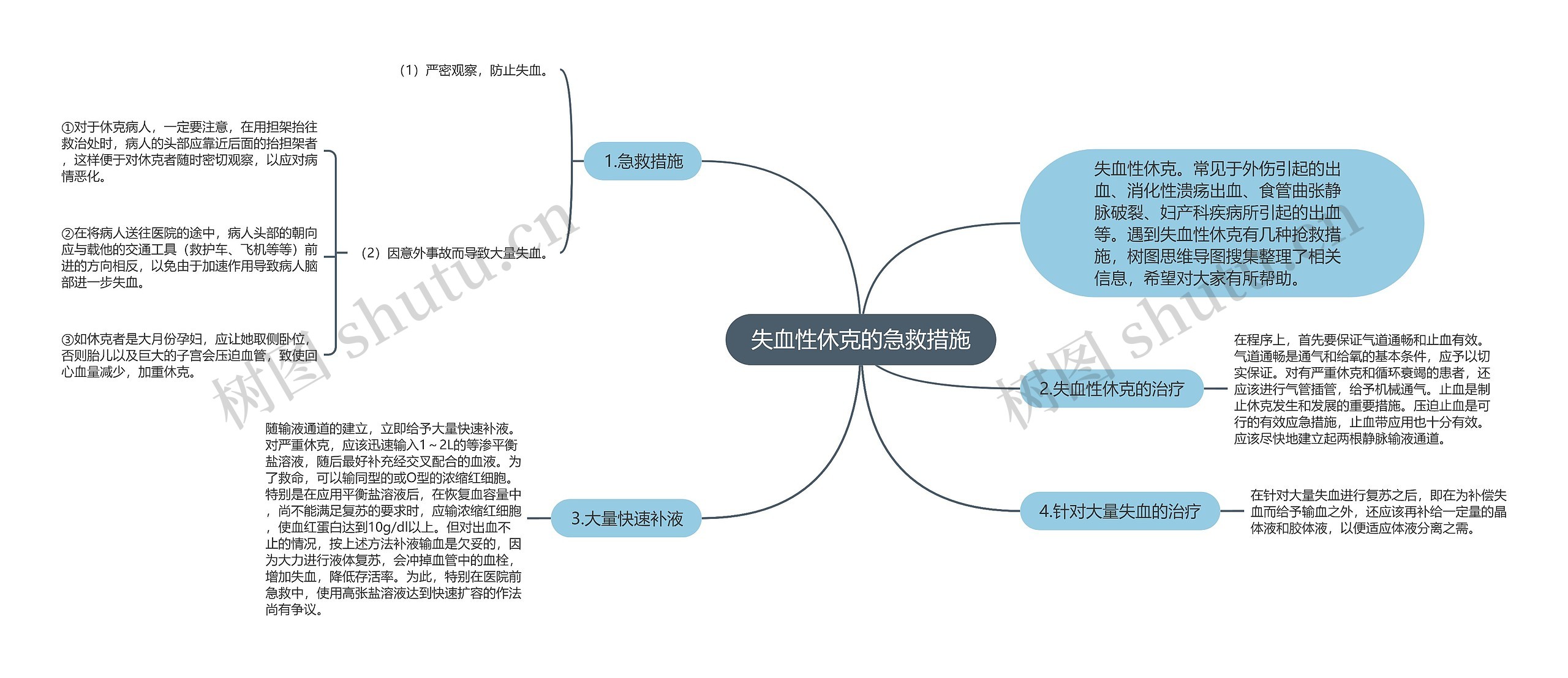 失血性休克的急救措施思维导图