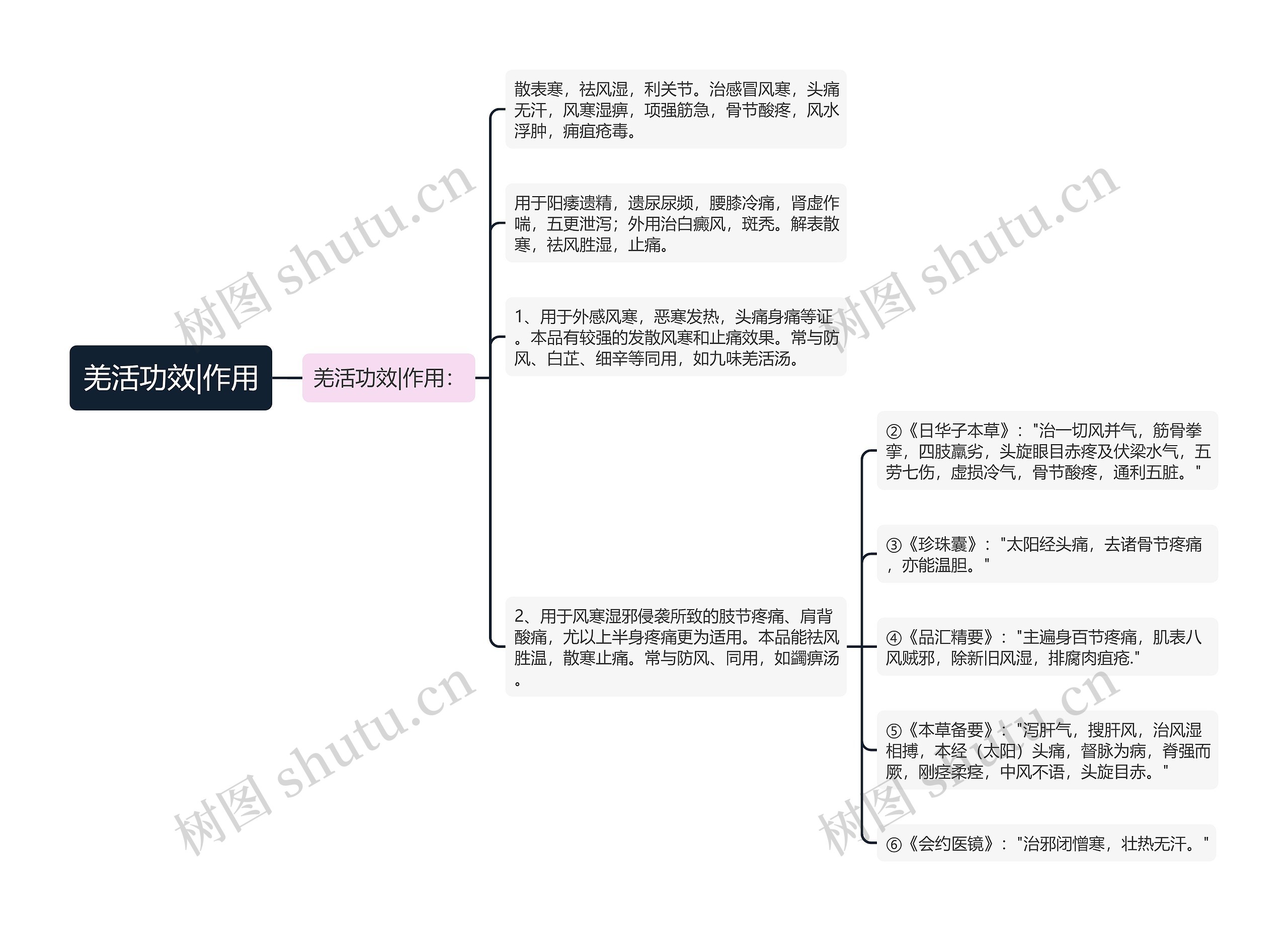 羌活功效|作用思维导图