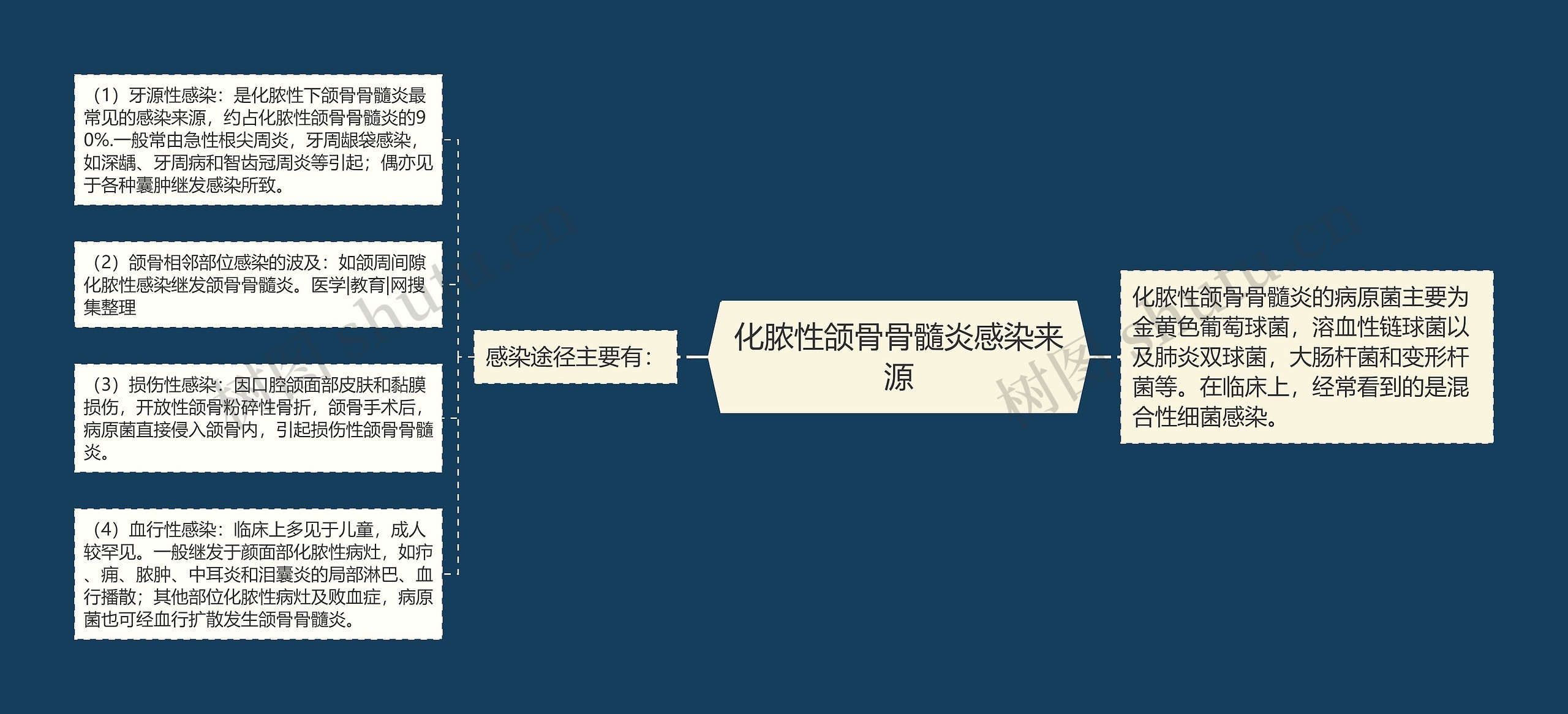 化脓性颌骨骨髓炎感染来源思维导图