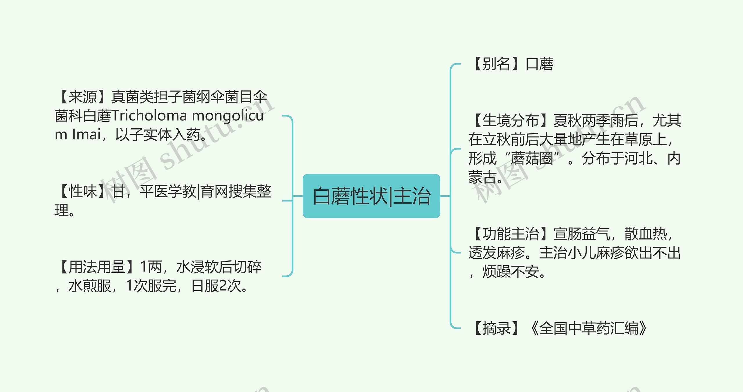 白蘑性状|主治思维导图