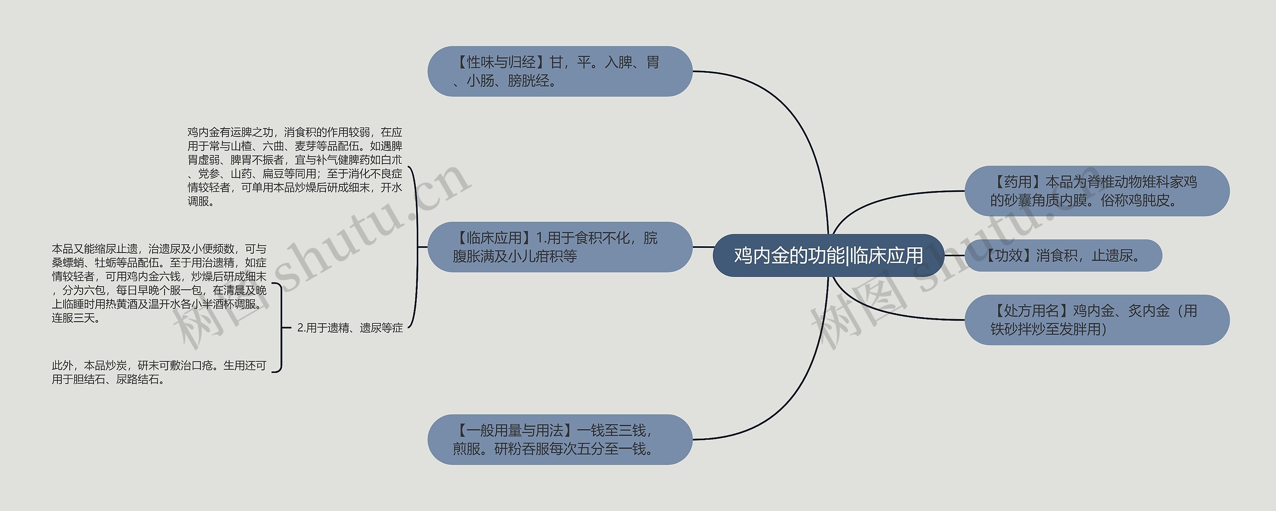 鸡内金的功能|临床应用思维导图