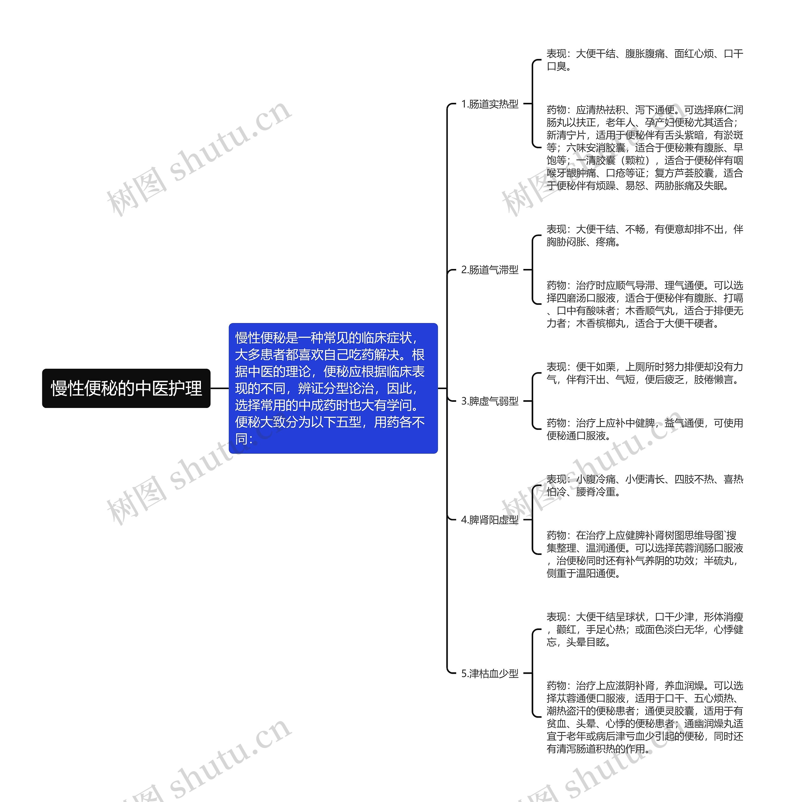 慢性便秘的中医护理思维导图