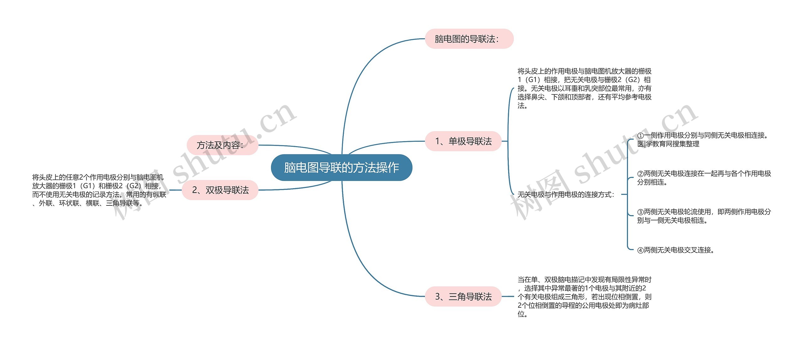 脑电图导联的方法操作思维导图