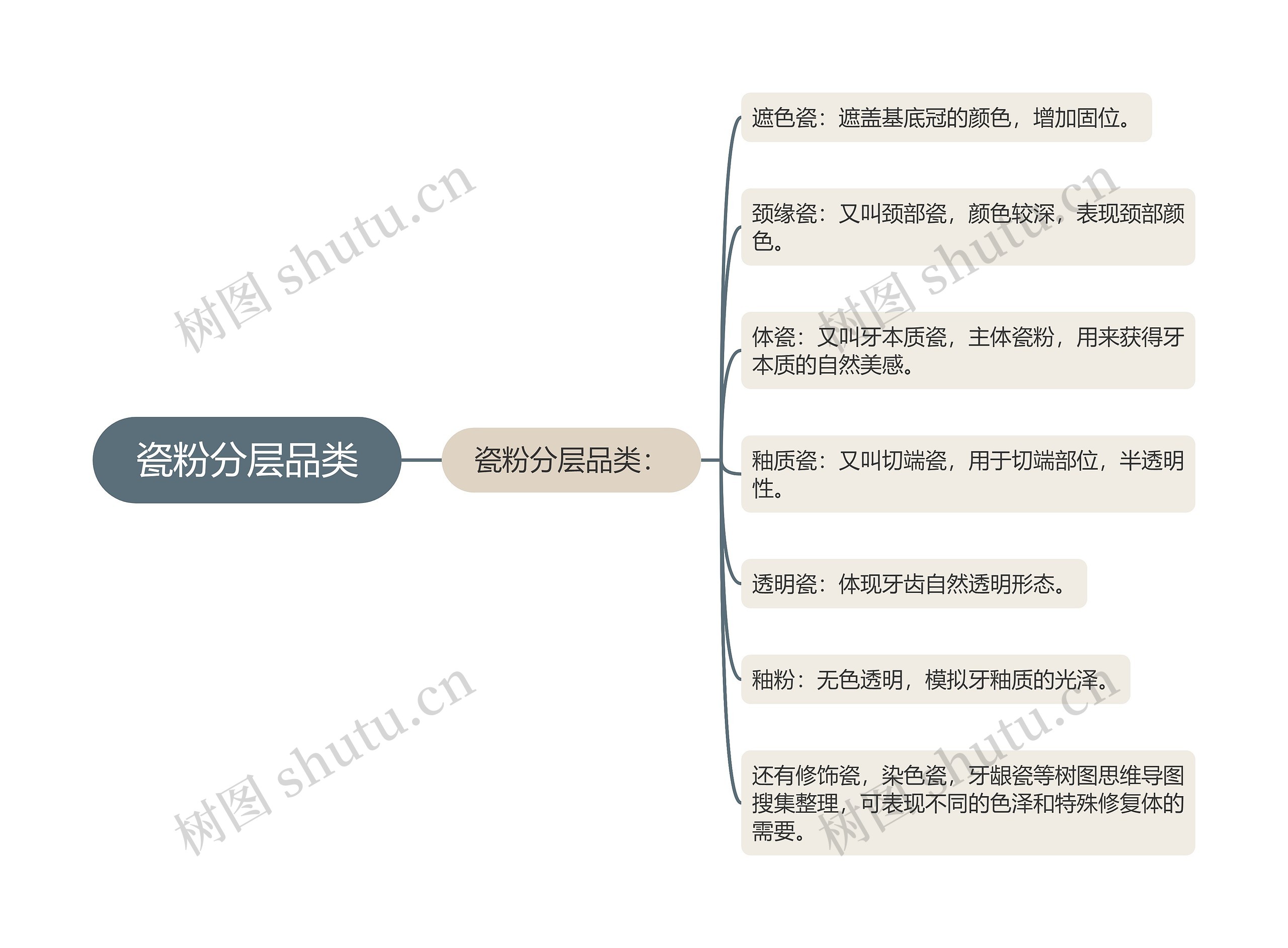 瓷粉分层品类思维导图