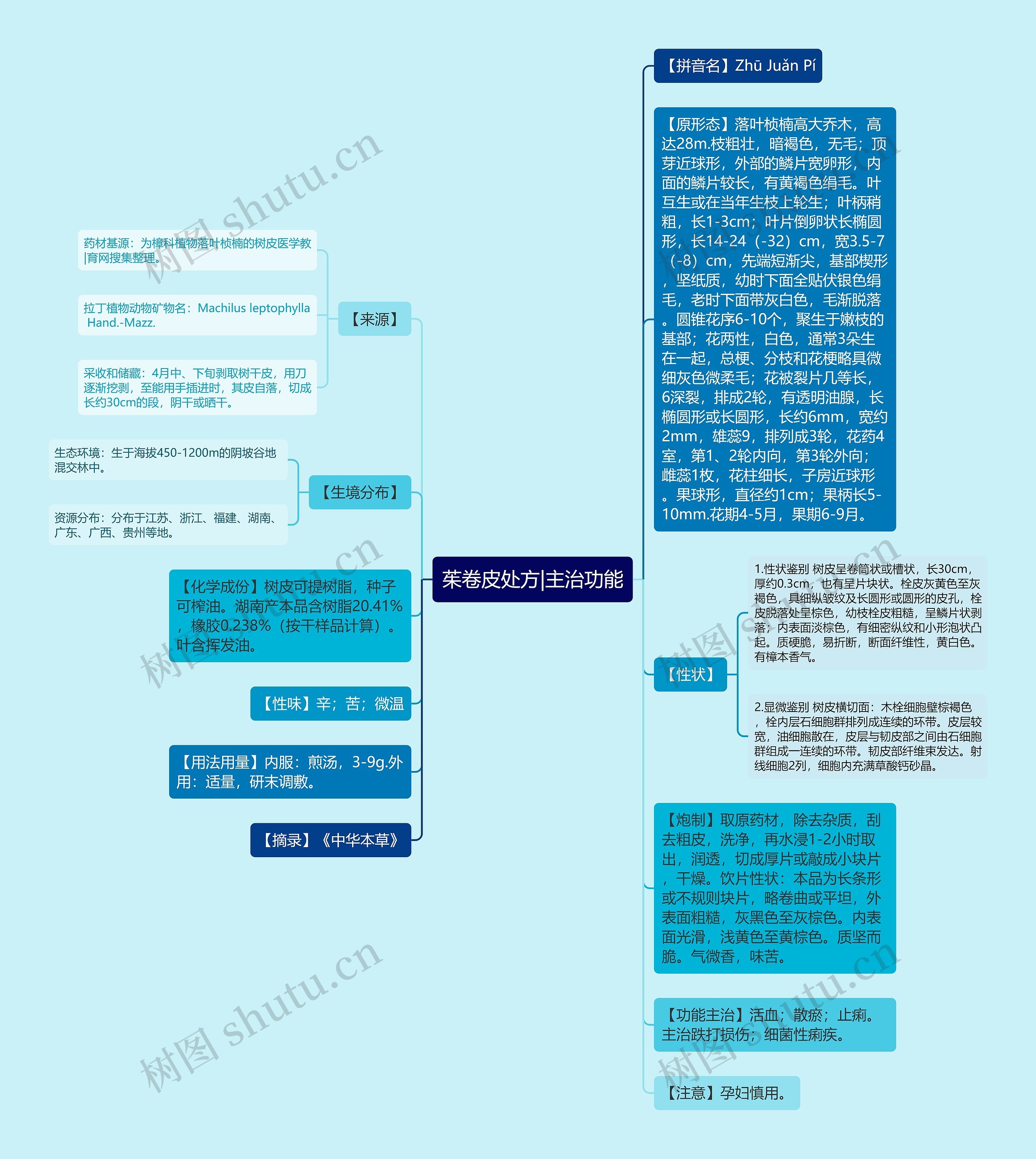 茱卷皮处方|主治功能思维导图