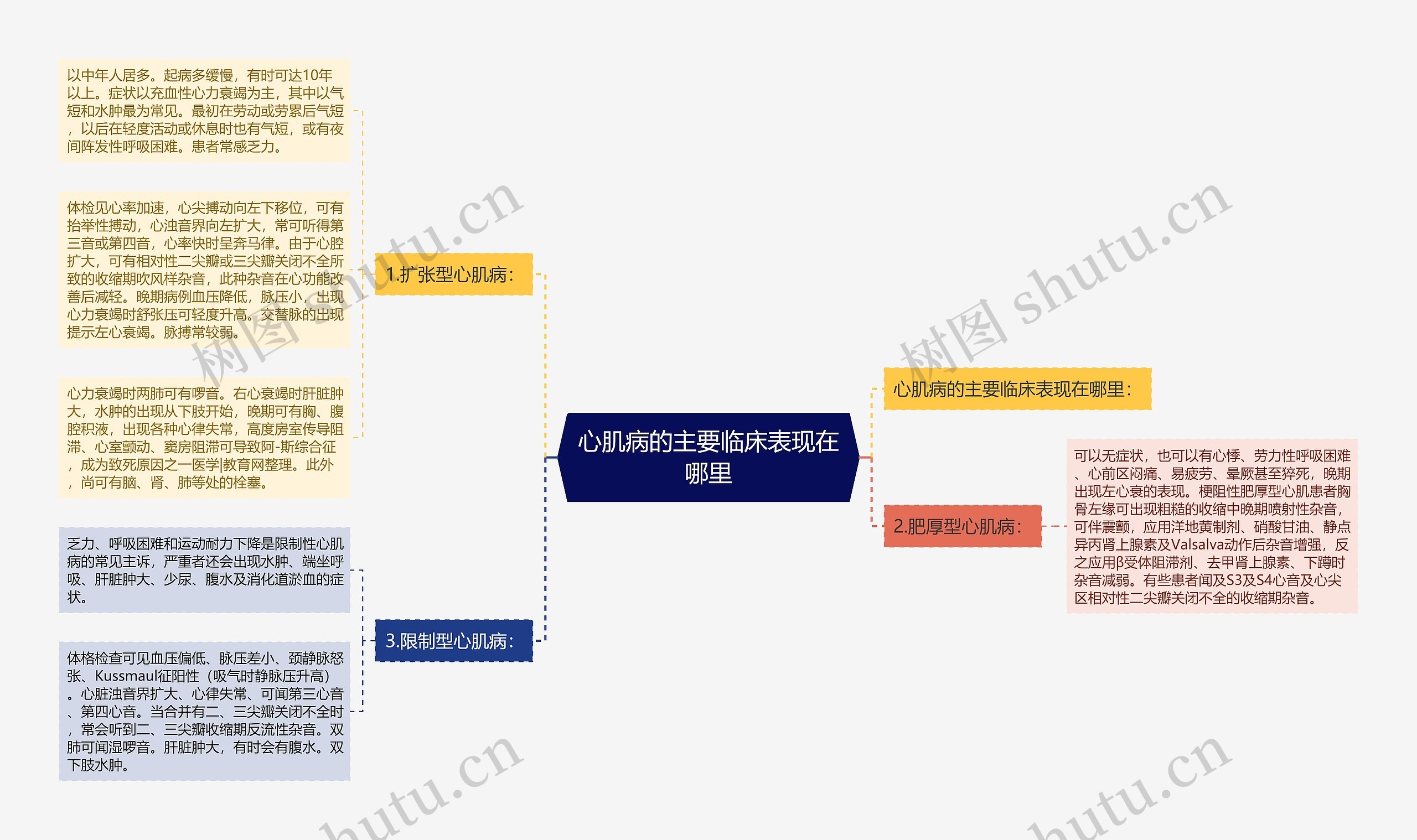 心肌病的主要临床表现在哪里思维导图