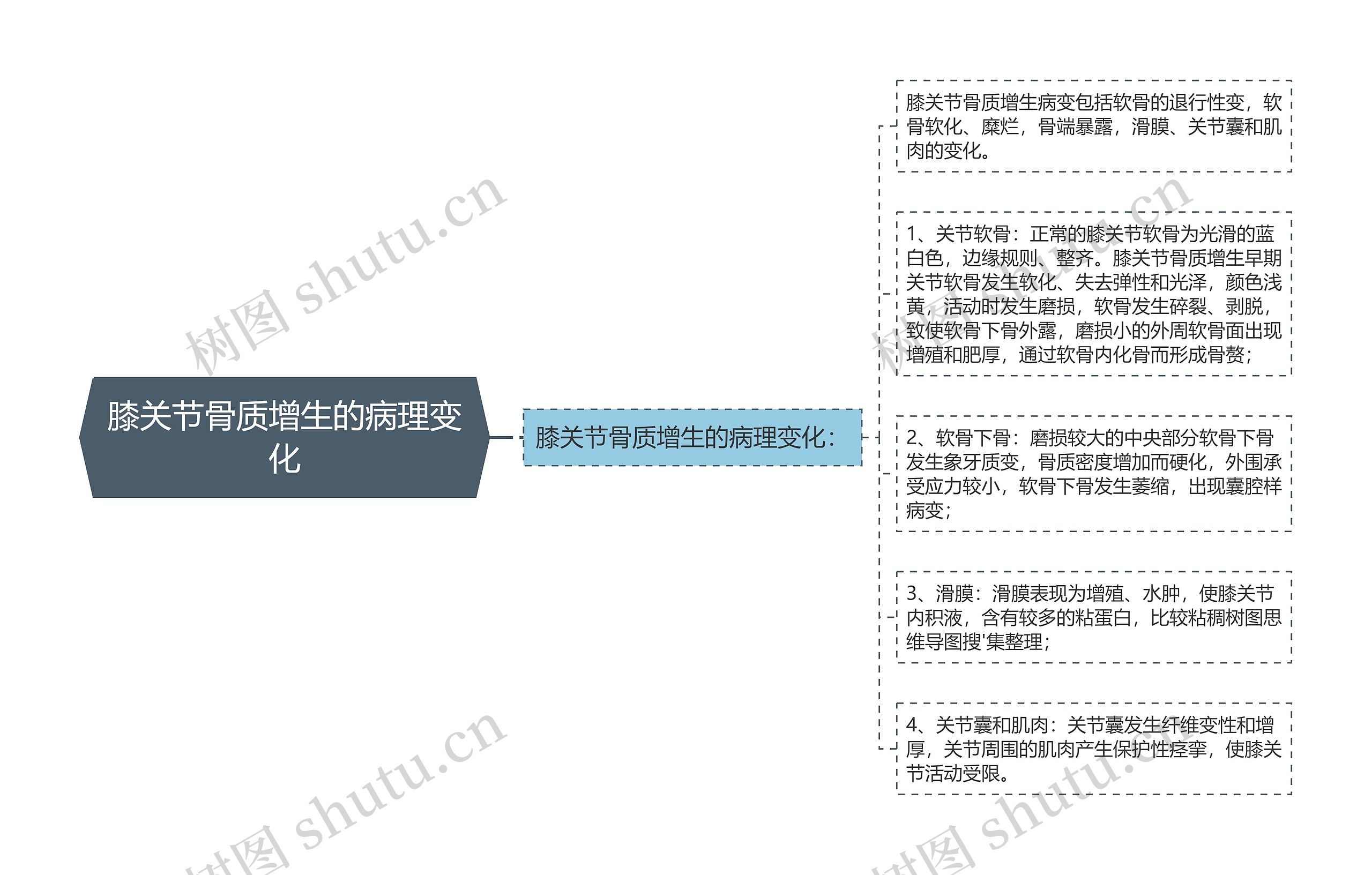 膝关节骨质增生的病理变化思维导图