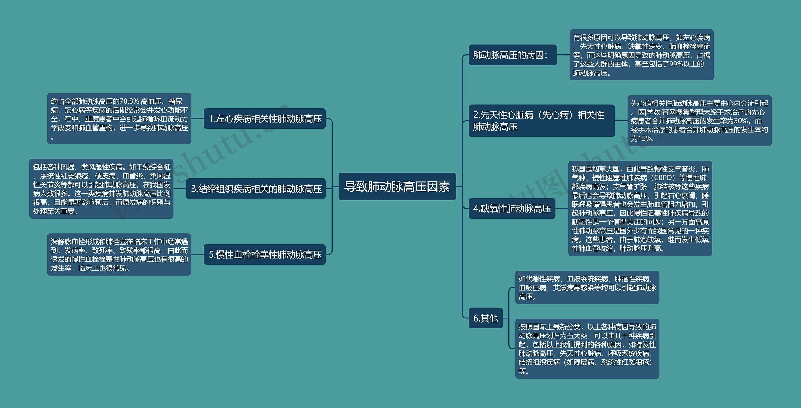 导致肺动脉高压因素思维导图