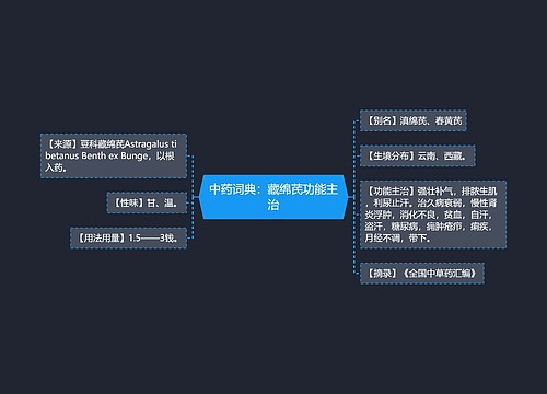 中药词典：藏绵芪功能主治