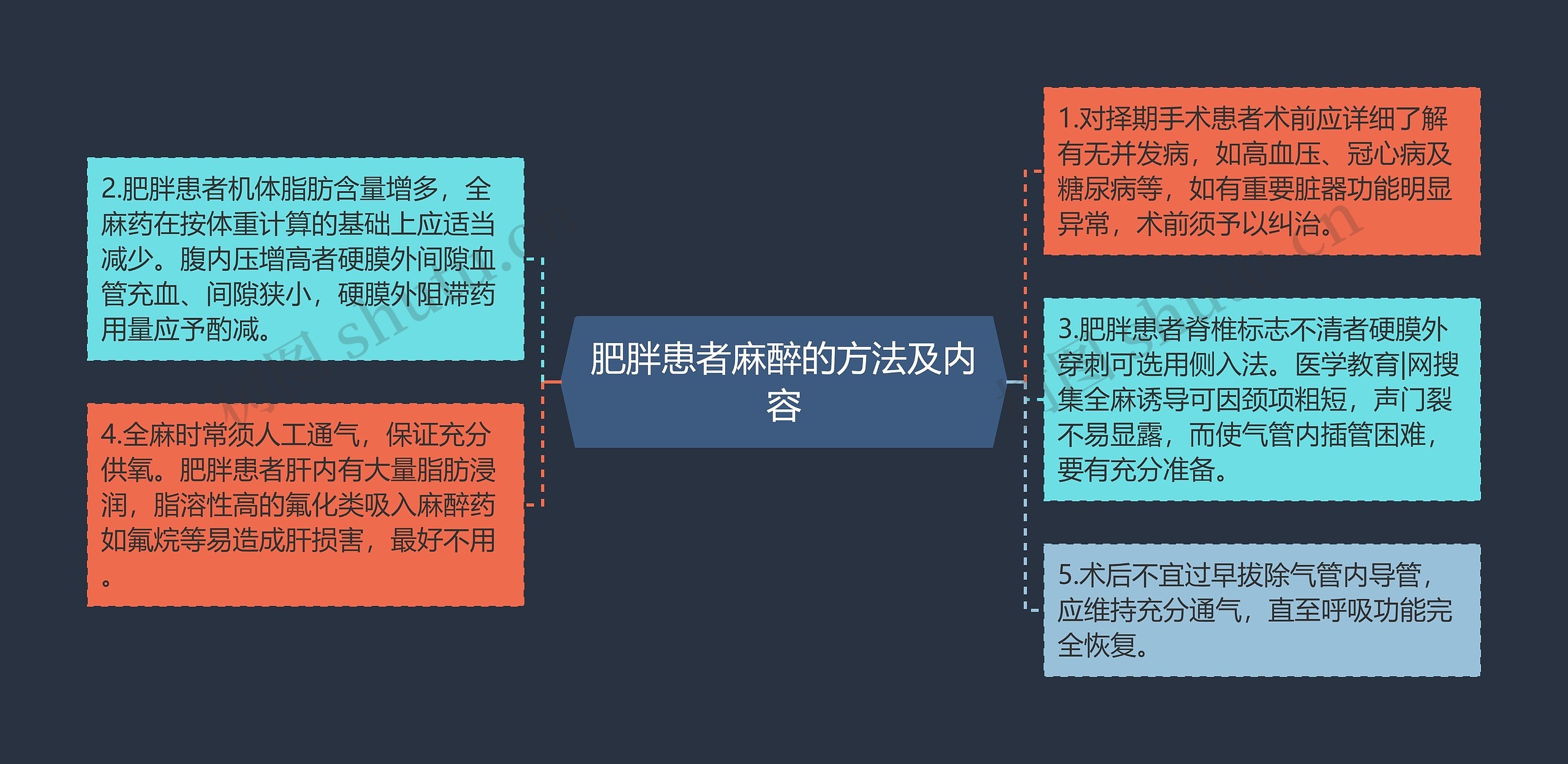 肥胖患者麻醉的方法及内容思维导图