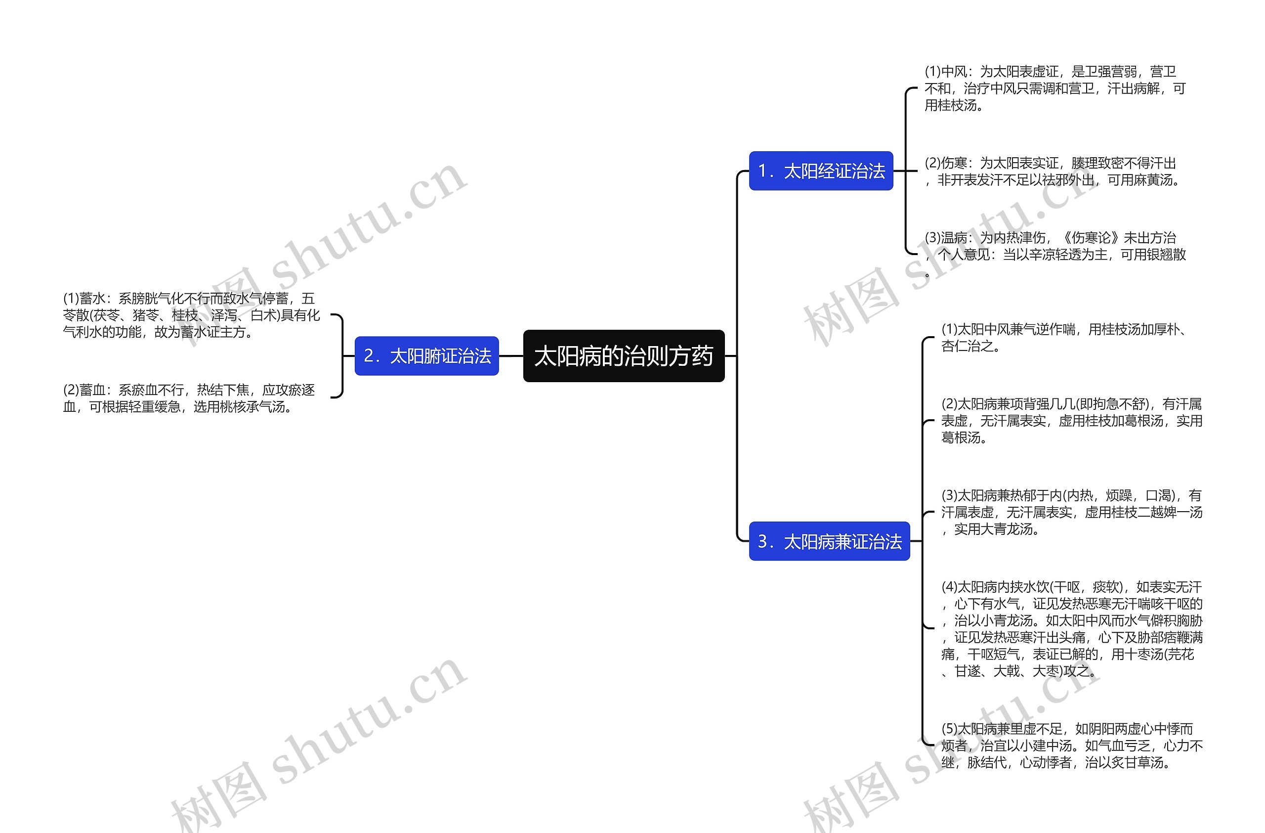 太阳病的治则方药思维导图